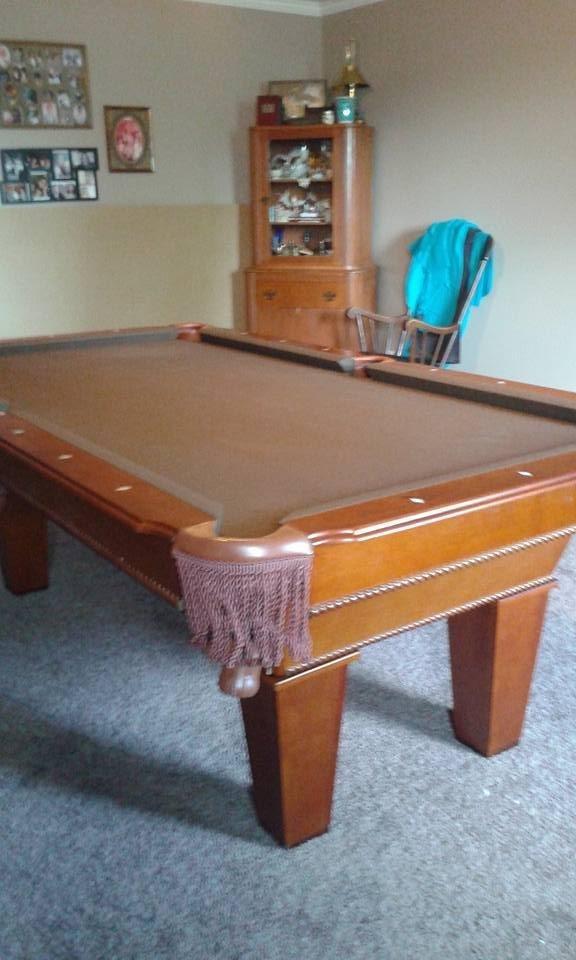 Fat Cat Frisco 7.5 Foot Pool Table, Billiard Table with Accuslate Surface, K66 Bumpers, Oak Finish, Includes Cues and Balls customer photo 2