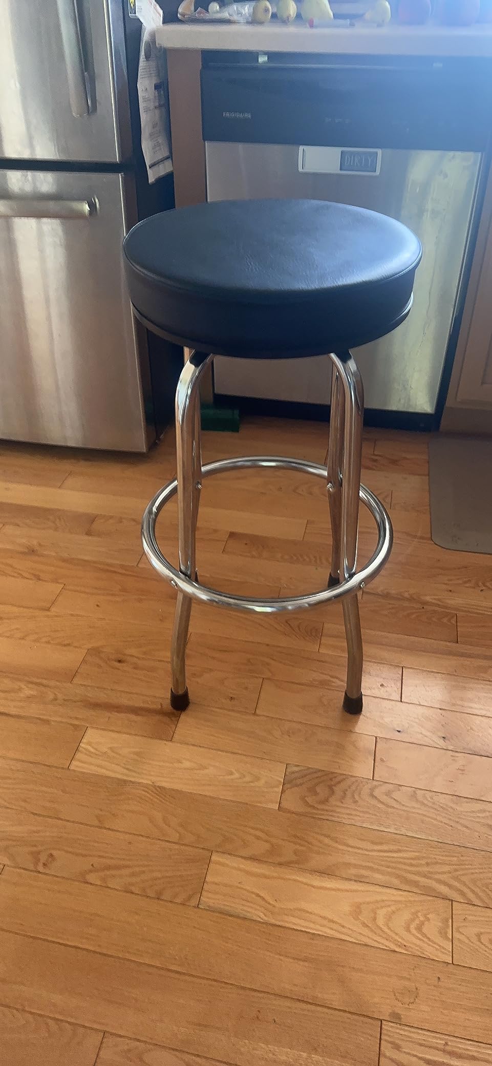 BIG RED Torin Swivel Bar Stool: Padded Garage/Shop Seat with Chrome Plated Legs, Black, 28.74