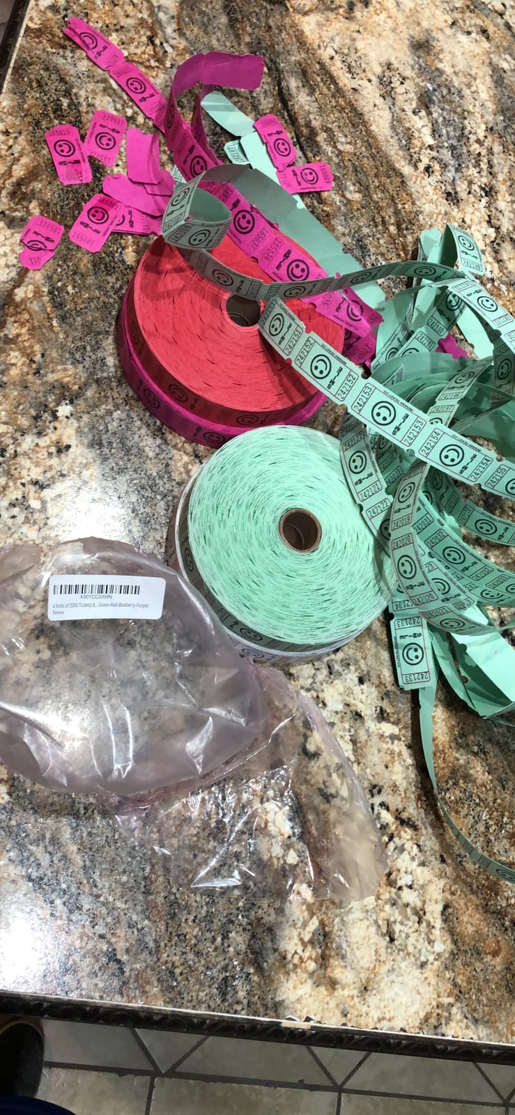 Raffle Tickets - 4 Rolls of 2000 Tickets (8,000 Total) Smile Raffle Tickets (4 Assorted Colors) customer photo 2