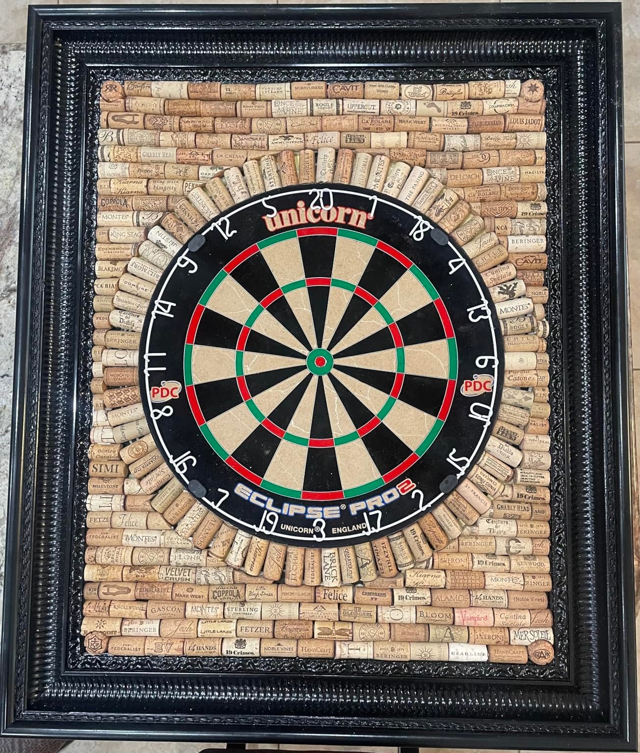 Unicorn Eclipse Pro 2 Bristle Steel Tip Dartboard with American Legend Dartboard Cabinets - Ultra-Slim Bullseye - High-Vis Rotatable Number Ring - 30% Thinner Wire customer photo 2