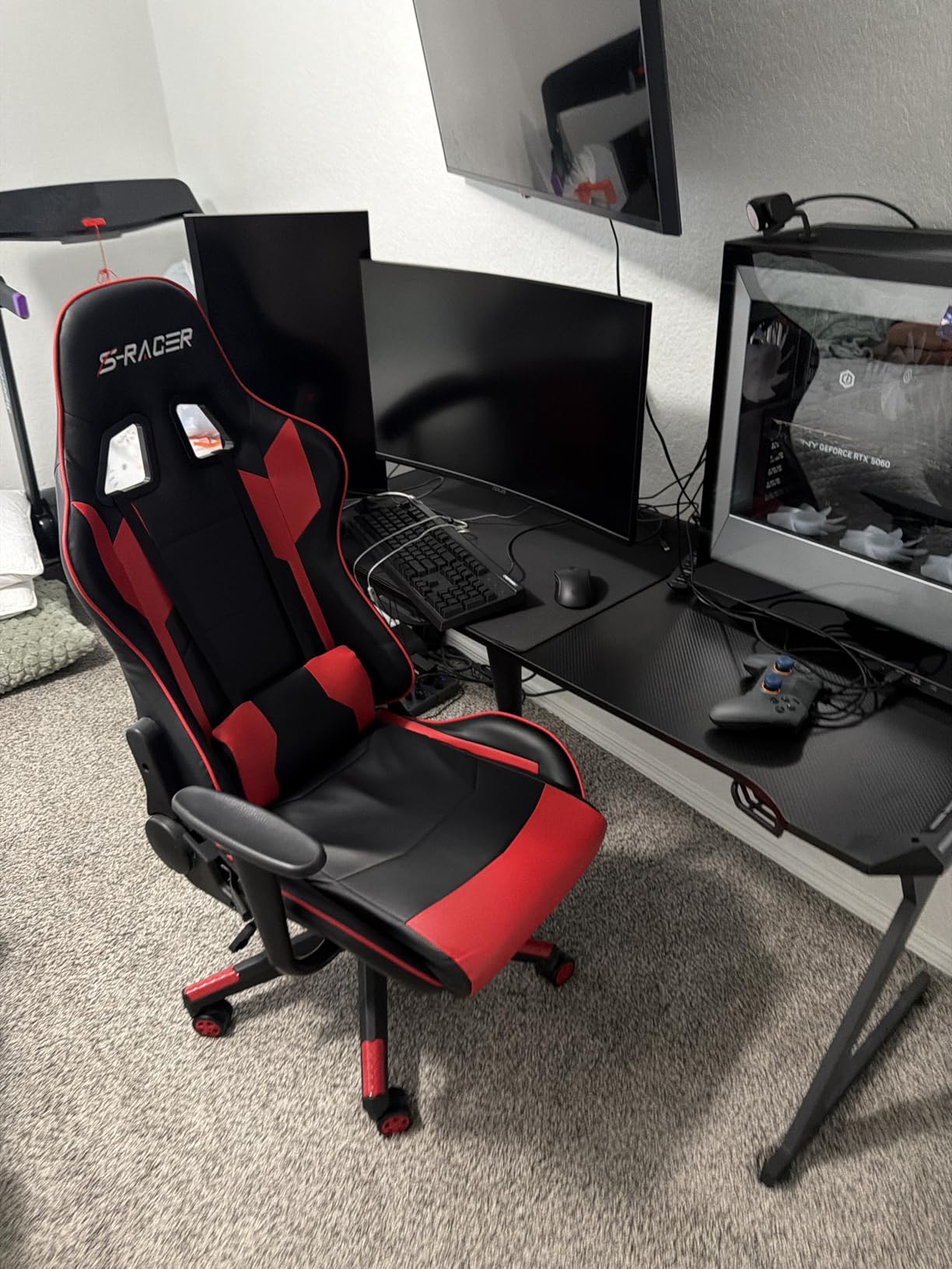 Homall Gaming Chair, Ergonomic Faux Leather High Back Office Chair, White customer photo 1