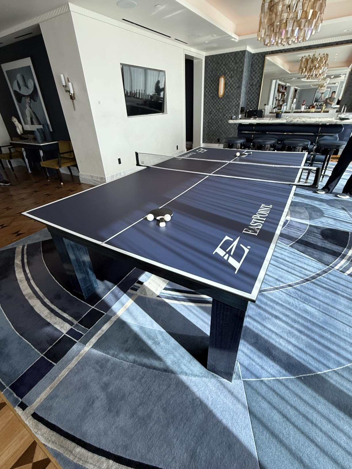 EastPoint Foldable Ping Pong Table Topper, Table Tennis, 9 ft x 5 ft, Blue | Ready to Play, Foam Pads Included, Zero Assembly, Folds for Storage, Consistent Bounce, For Pool Tables & Dining Tables customer photo 2