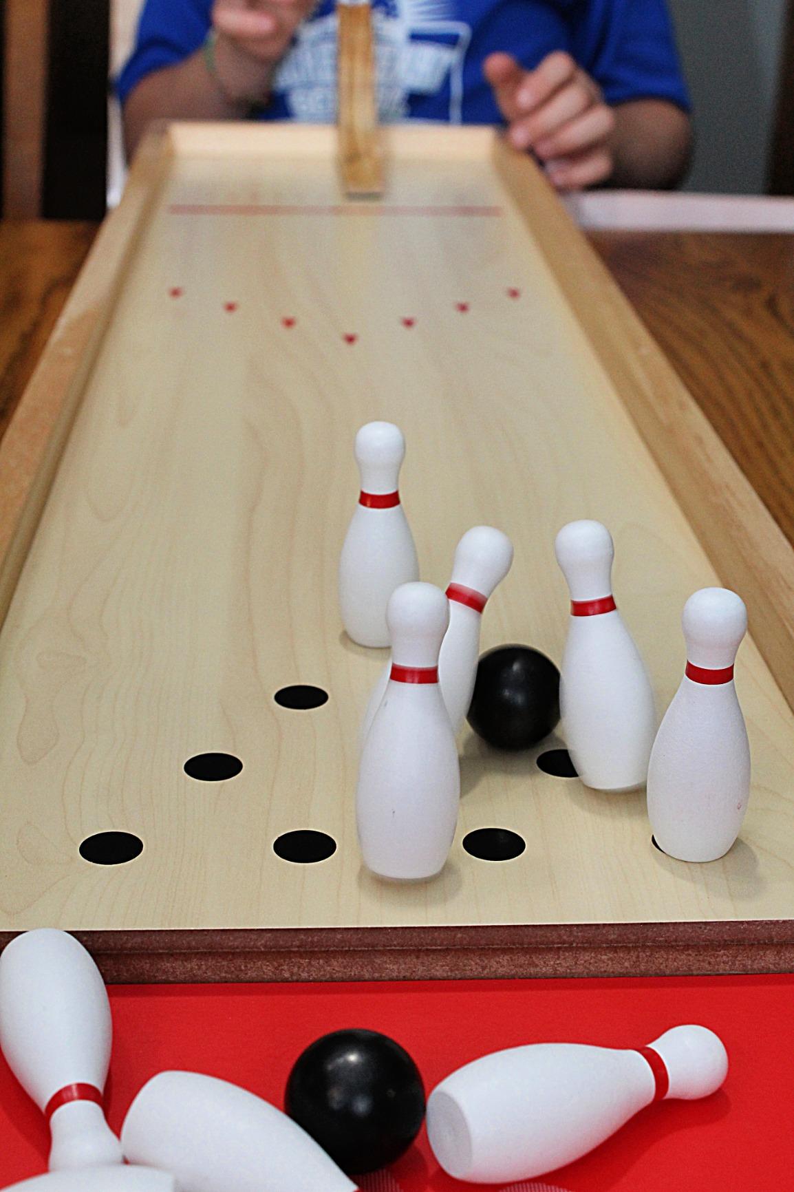 GoSports Mini Wooden Tabletop Bowling Game Set for Kids & Adults - Includes 1 Bowling Alley Board, 1 Launch Ramp, 2 Mini Bowling Balls, 10 Pins & Dry Erase Scorecard customer photo 1