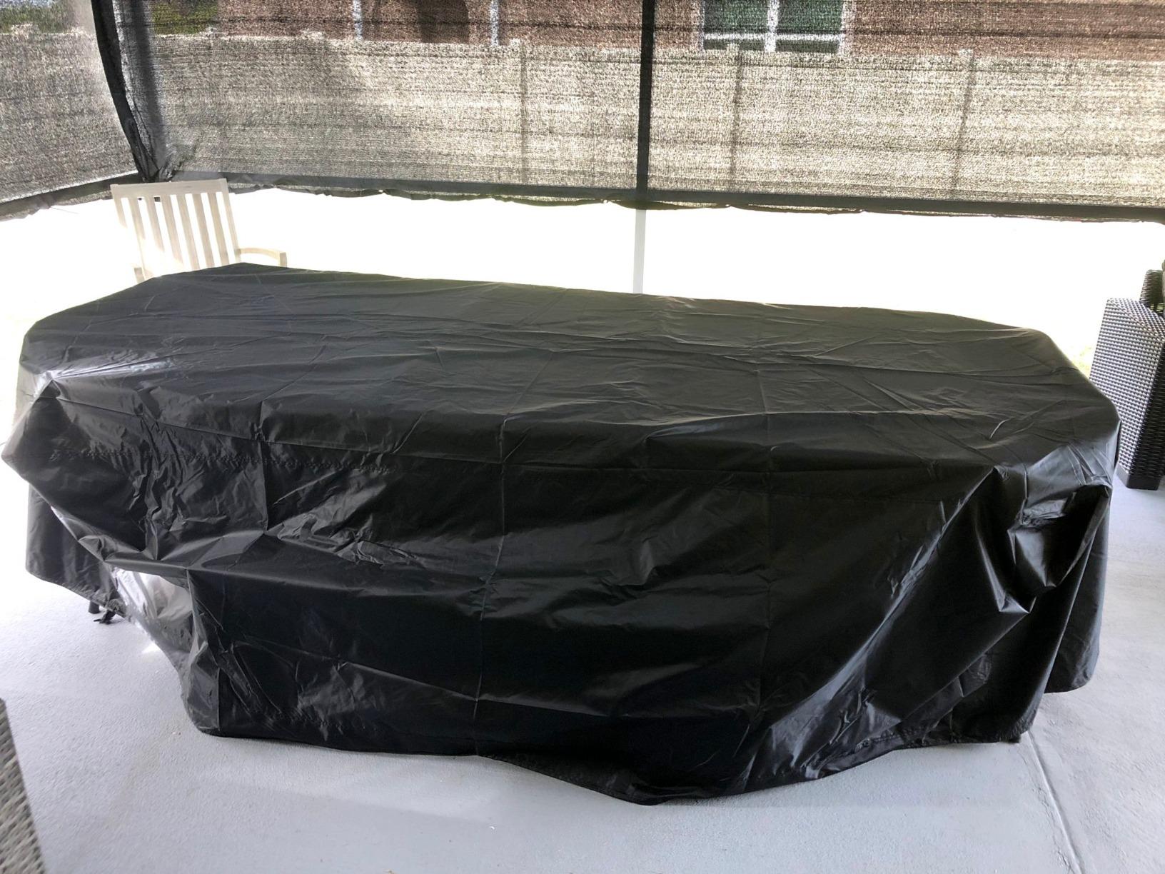 GEMITTO 7/8/9 ft Pool Table Cover, Waterproof Billiard Cover Polyester Fabric for Snooker Billiard Table (102x53x32in) Black customer photo 2