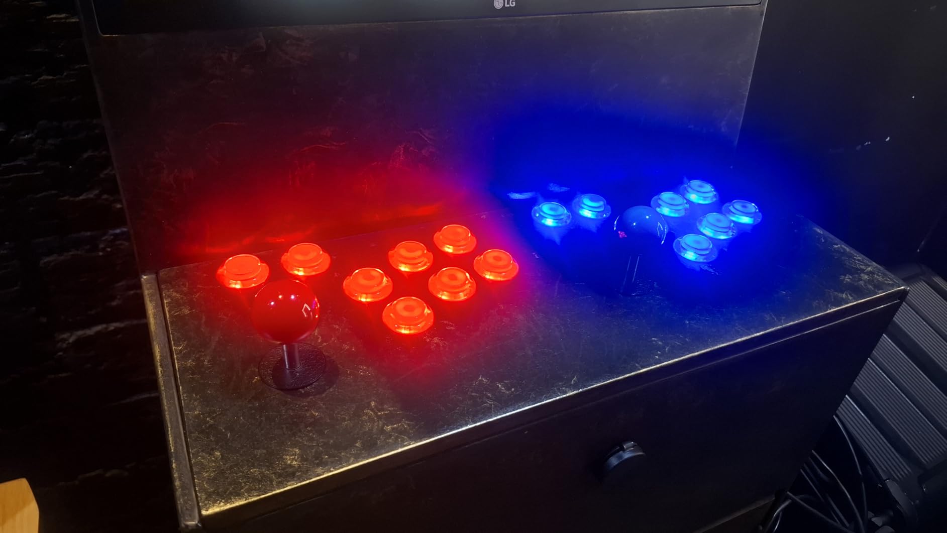 Hikig 2 Player led arcade buttons and joysticks DIY kit 2x joysticks + 20x led arcade buttons game controller kit for MAME and Raspberry Pi - Red + Blue Color customer photo 2