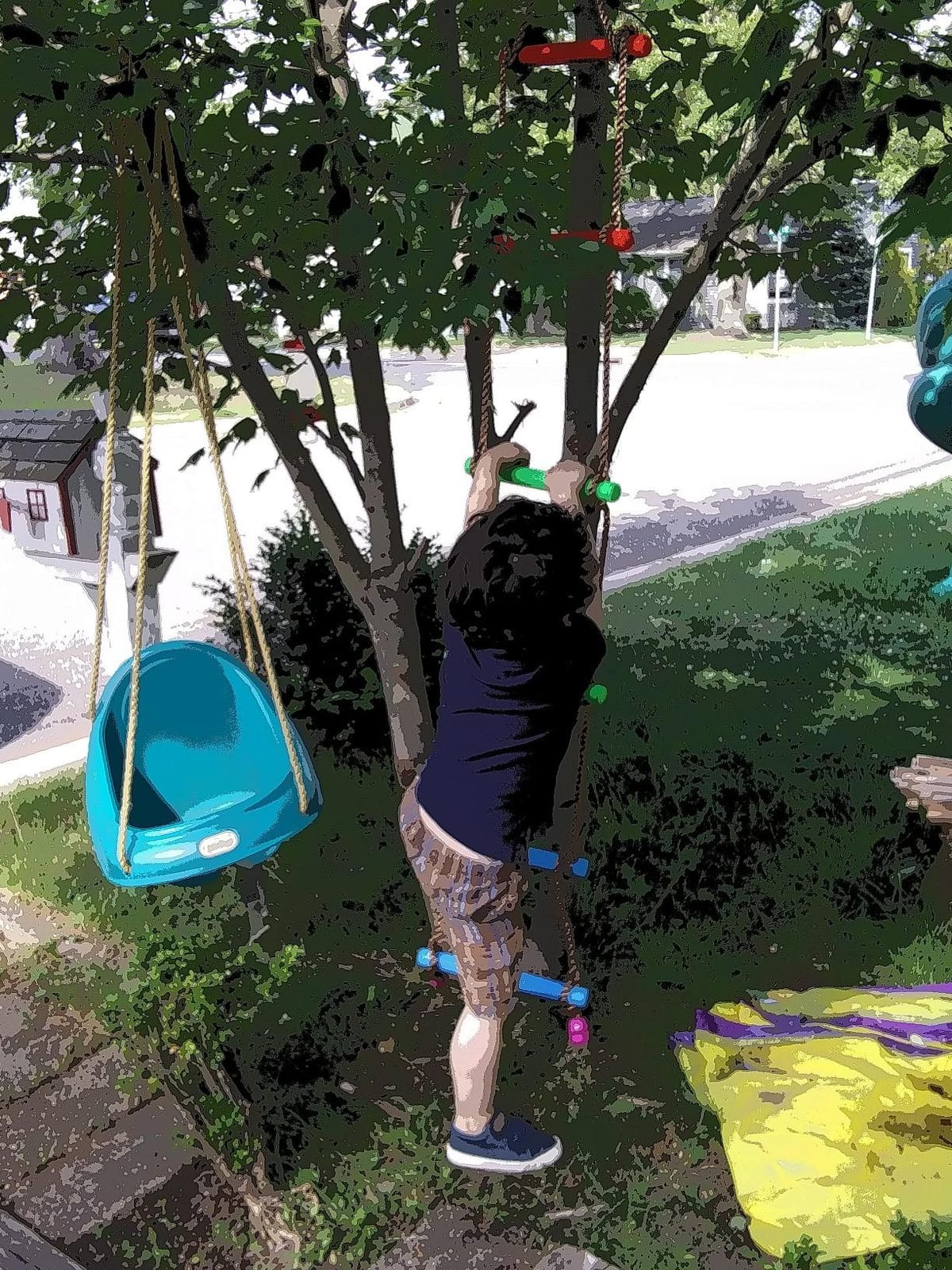 Rainbow Craft 6.6FT Climbing Rope Ninja Ladder for Kids - Kids Ninja Warrior Obstacle Course Accessories - Swing Rope Ladder customer photo 2