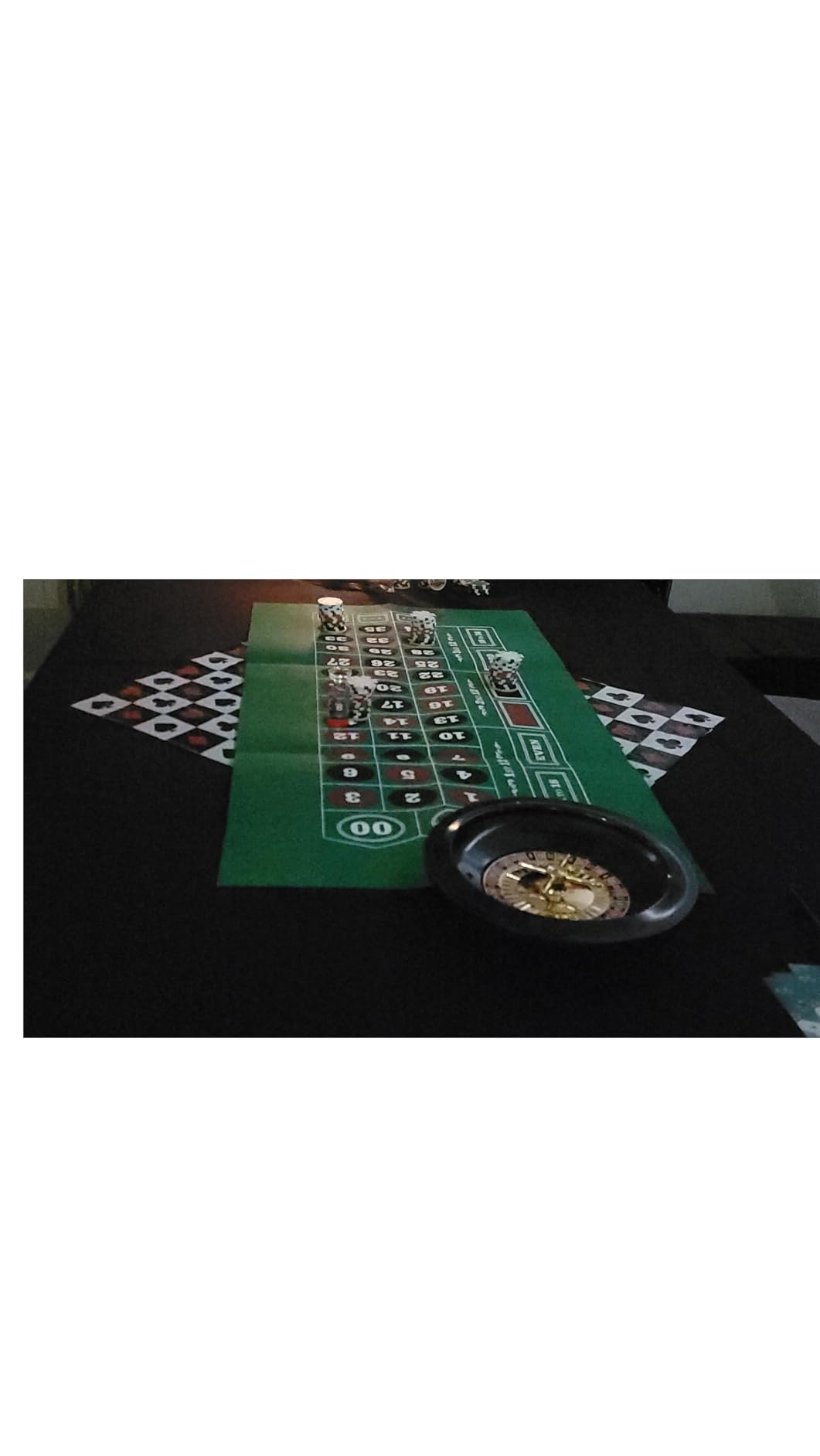 Brybelly Casino Night 4-in-1 Complete Game Set with Felts, Wheel, 100 Chips, Dice & Cards for Blackjack, Craps, Roulette & Texas Hold'em - Green Felt Double Sided Casino Tabletop Gaming Mat customer photo 1