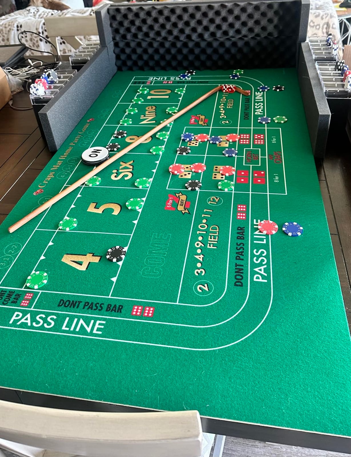 New 3.0 Craps Mat Home Party Game - Featuring Universal Side Bet Options - Lightweight Portable Tabletop Craps Game with Strong Foam Walls customer photo 2