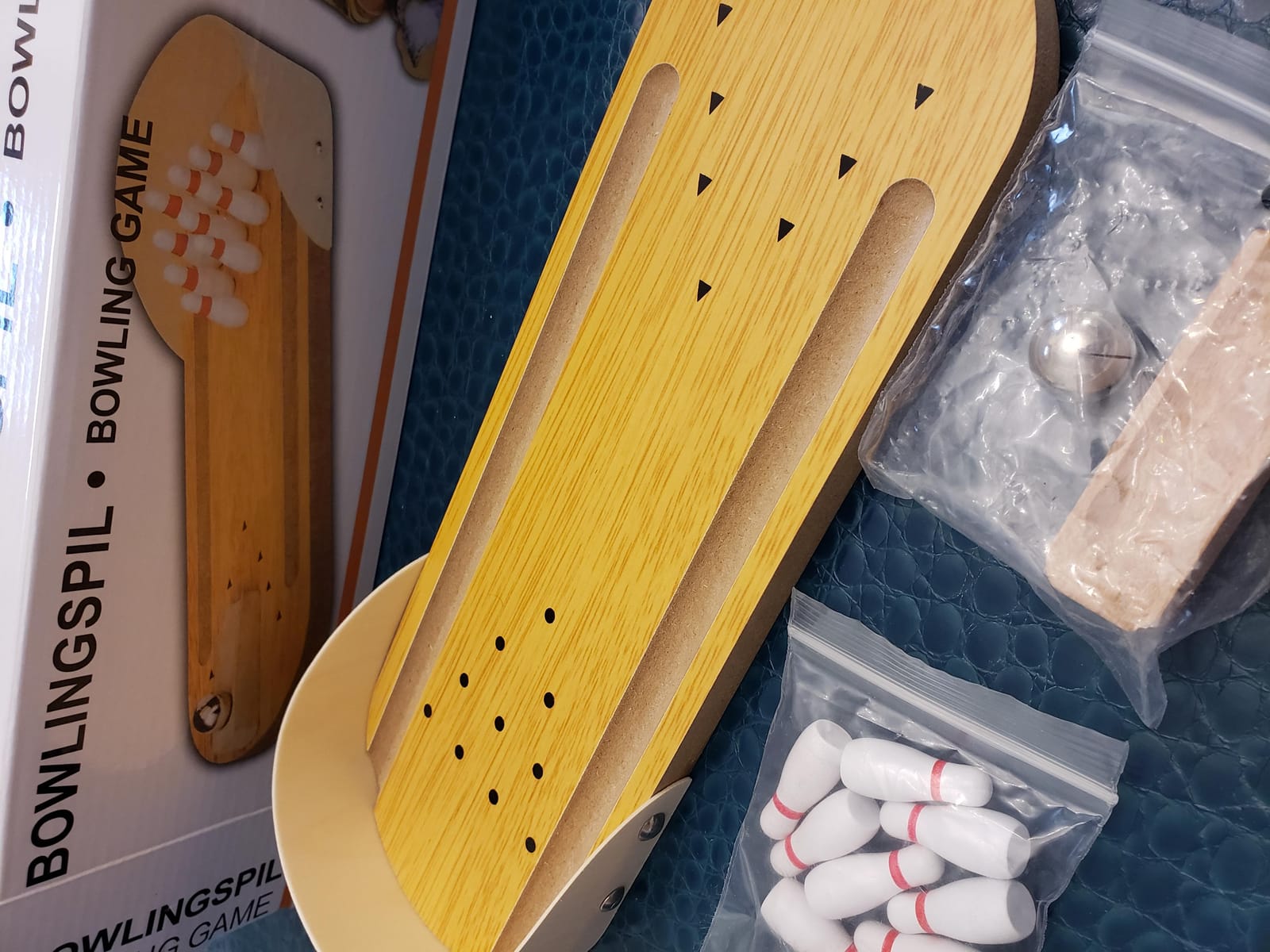 Table Top Mini Bowling Game Set - Tabletop Wooden Board Mini Arcade Desktop Tiny Bowling Shooting Alley customer photo 1
