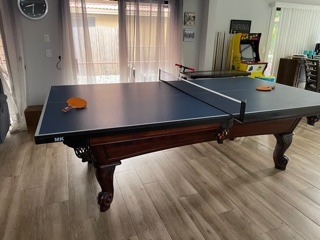 Martin Kilpatrick Pool Table Conversion Top - Go from Pool to Ping Pong in Seconds - Regulation Size - 9' x 5' - 19mm Thick Top - Regulation Net Set Included - Warranty: 3-Year customer photo 1