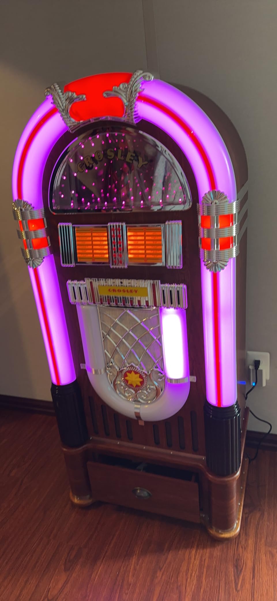 Crosley CR1215A-WA Jukebox with ST15-WA Stand Included, Walnut | AM/FM Radio, Bluetooth In, CD Player customer photo 2