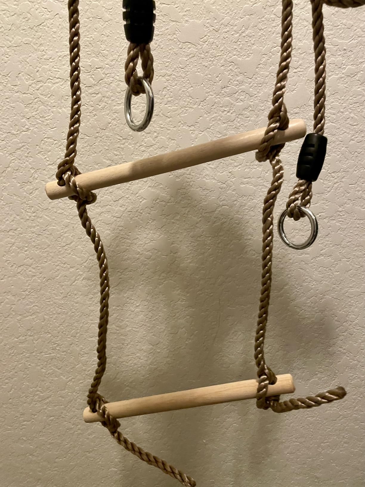 Wooden Rope Ladder for Kids - 6ft Tree Climbing Ladder with Carabiners | Real Wood Rungs, Heavy-Duty Rope, Holds 220 lbs, No-Tool Setup, for Treehouse, Swing Sets and Ninja Warrior Obstacle Course customer photo 2