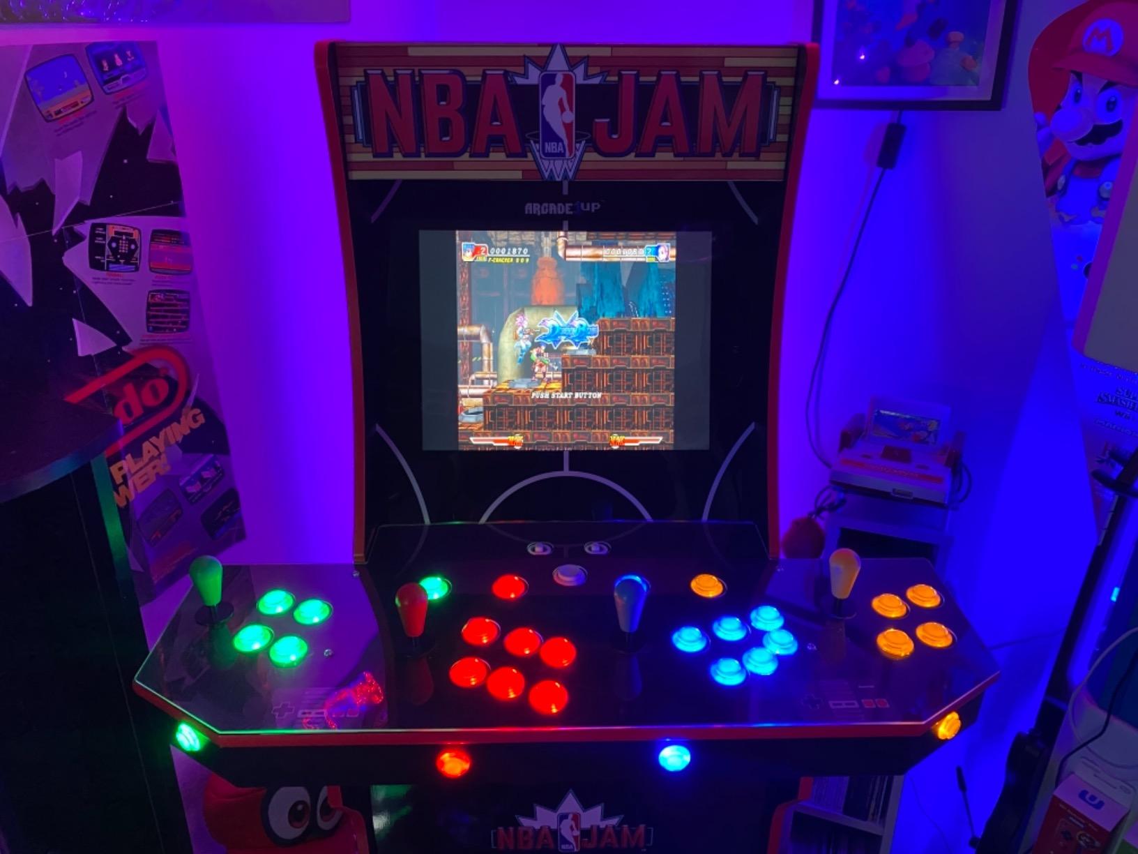 Fosiya 4 Player LED Arcade Kit Ellipse Oval Style Joystick USB Encoder to PC Games DIY Controllers Bat Joystick 4 Colors LED Arcade Buttons for All Windows PC MAME Raspberry Pi customer photo 1