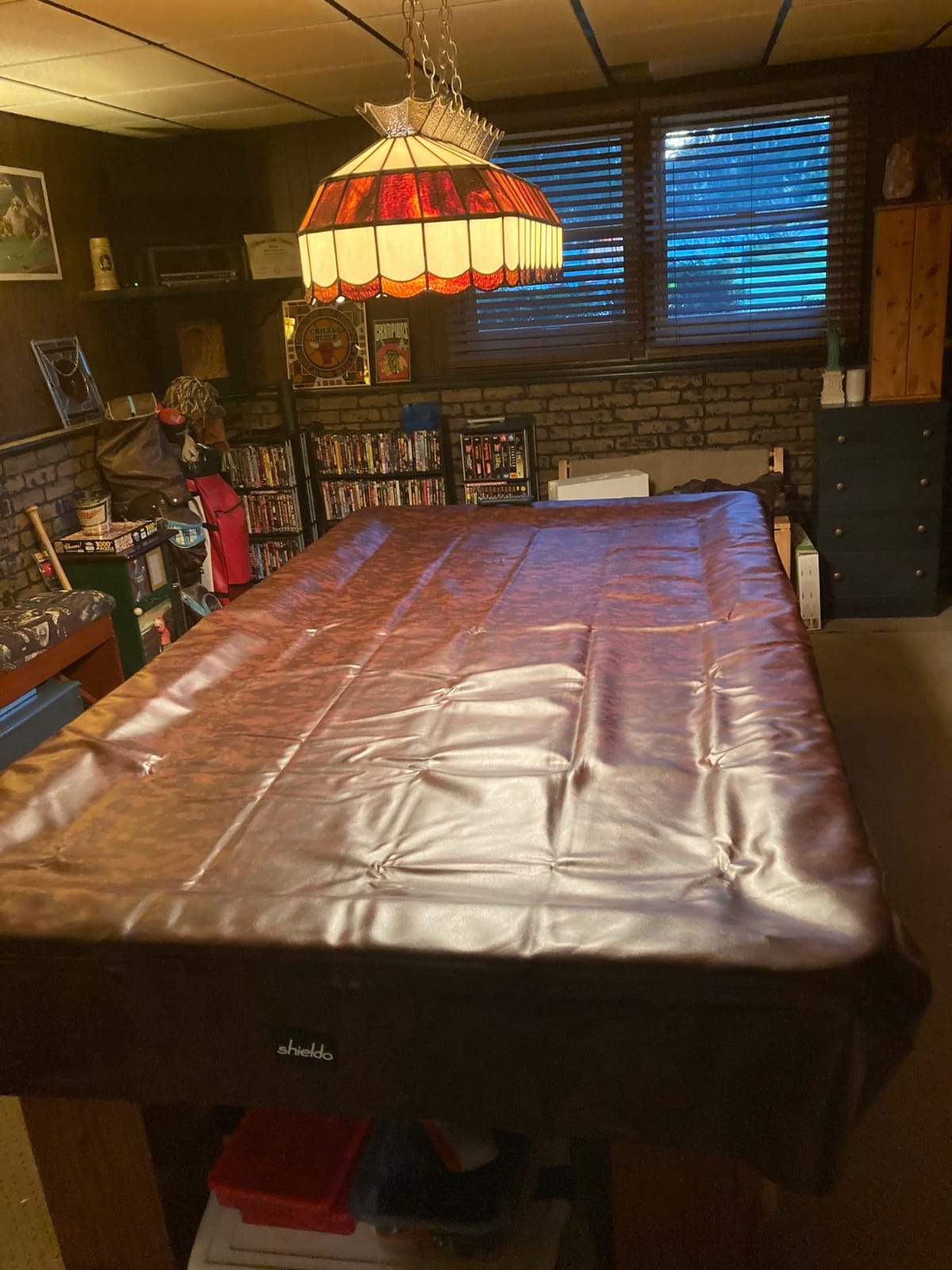 Pool Table Cover, Heavy Duty Leatherette Billiard Table Cover | Waterproof & Tearproof Cover for Pool Table, Brown, 8FT-100