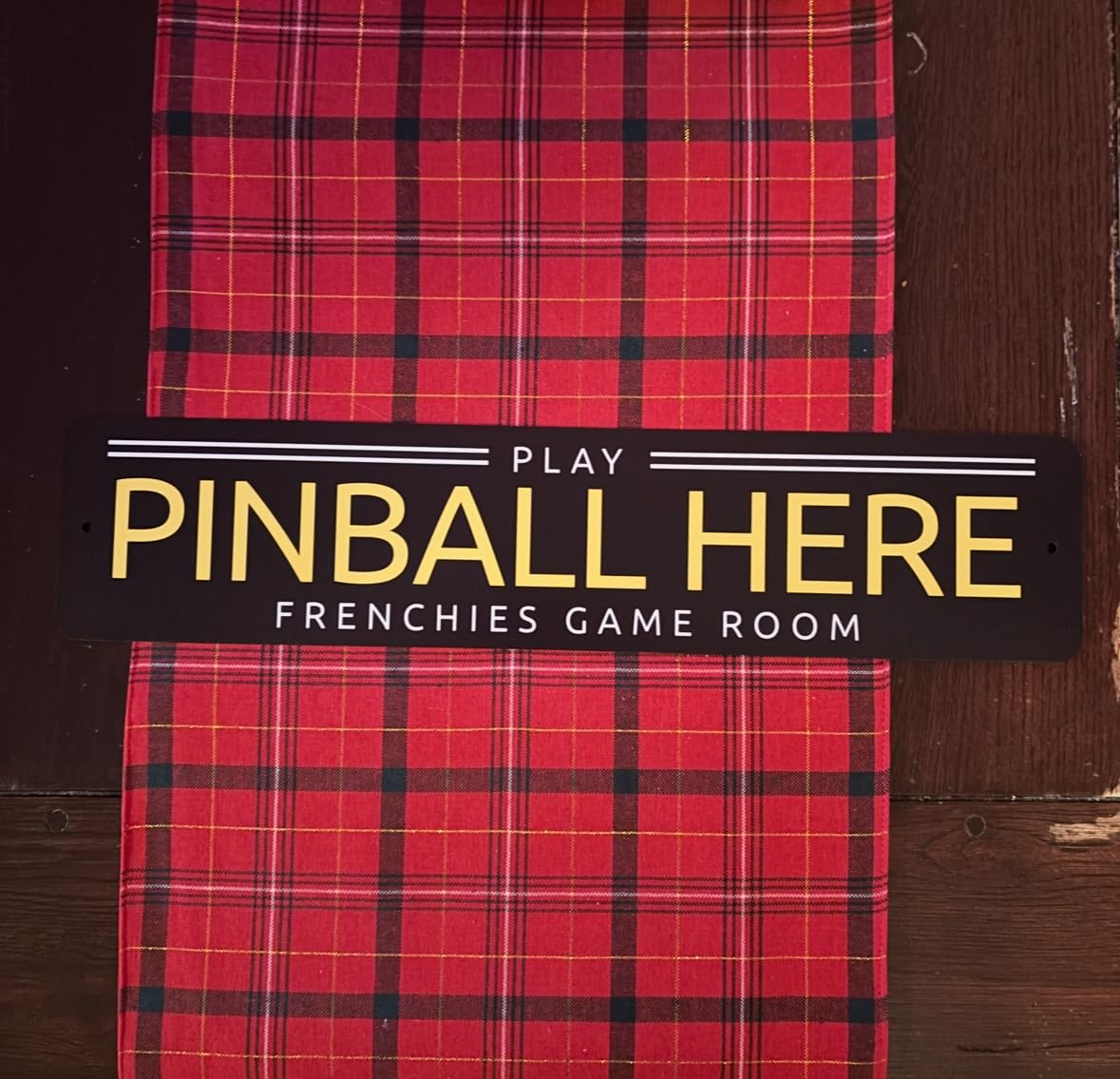 Play Pinball Here Family Name Game Room Aluminum Sign - 4 x 18 customer photo 1
