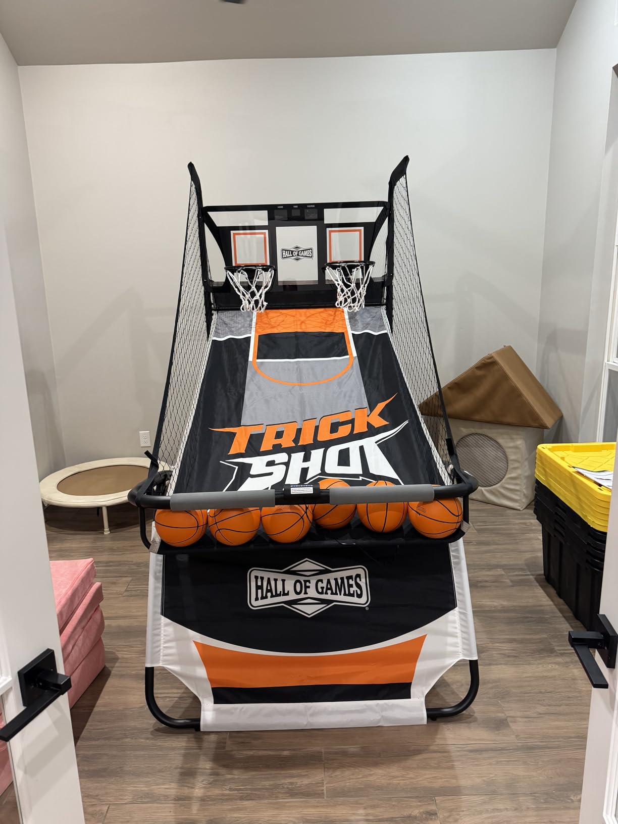 Hall Games Premium Arcade Basketball Shootout - Heavy-Duty Foldable Indoor Arcade Game with Shatterproof Pro-Style Backboard - 2 Player Foldable Basketball Arcade Game customer photo 2