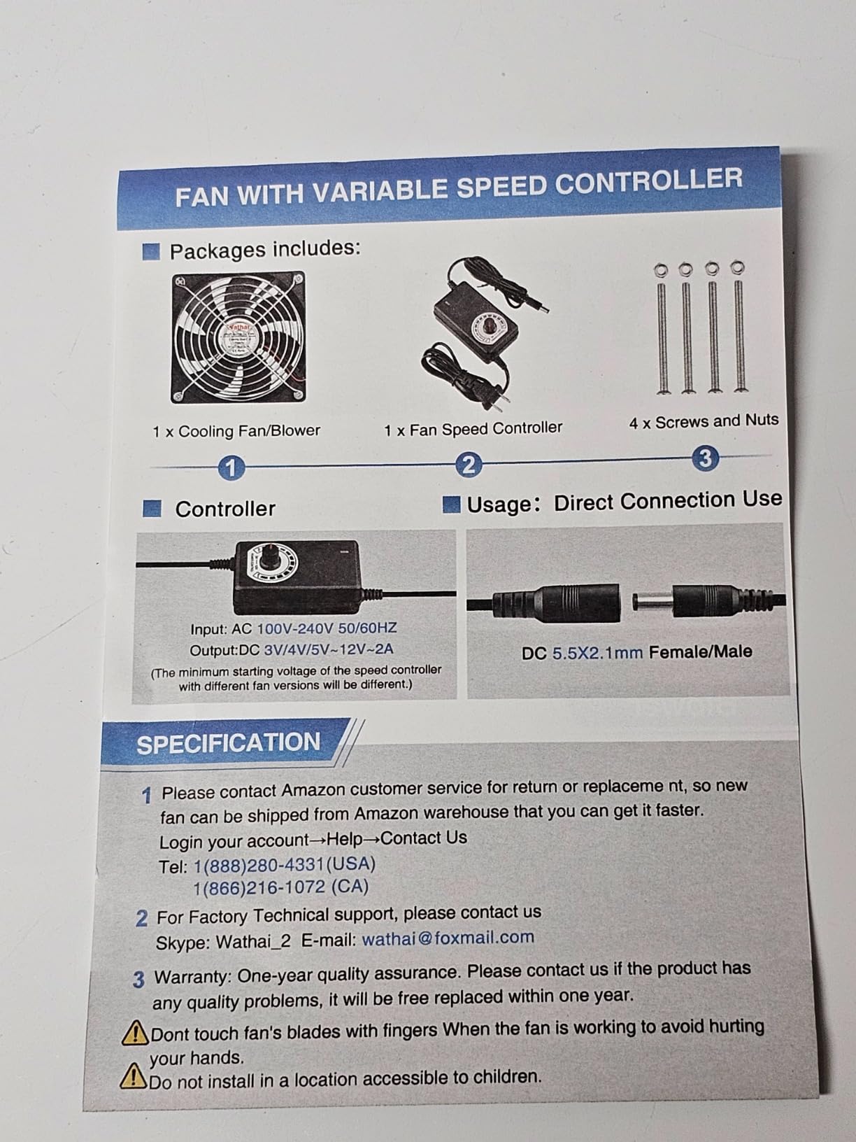 Wathai 120mm x 32mm Blower Centrifugal Fan 110V 220V AC Powered Fan 1232 | 12 volt Small Fan with Speed Controller AC 110V 240v DC Dual Ball High CFM for Receiver DVR Xbox Modem AV Cabinet Cooling customer photo 1