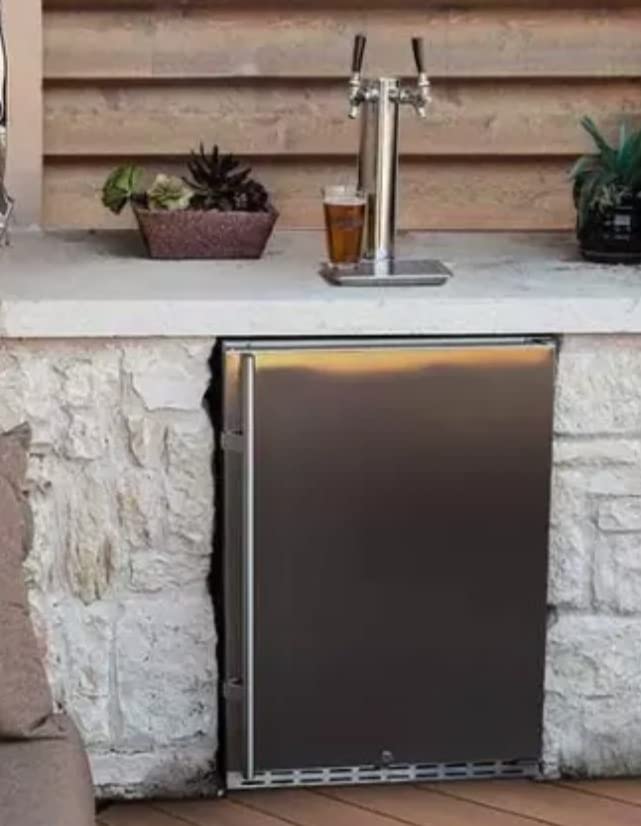 ICEJUNGLE Full Size Kegerator Outdoor Dual Tap Draft Beer Dispenser Beverage Beer Cooler Temperature Control Drip Tray Rail Fits 3x5 Gallon 2x1/6 Kegs Half Barrel Keg customer photo 1