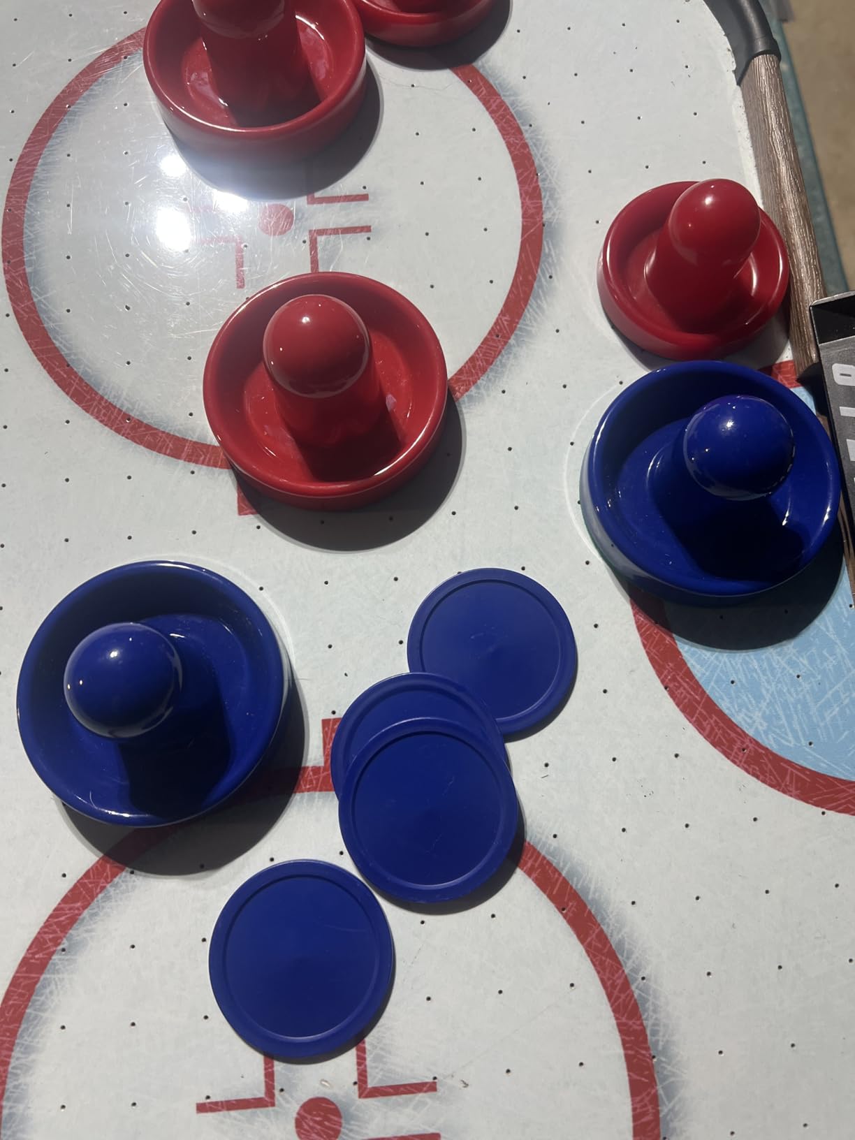 Air Hockey Pushers and Pucks - Air Hockey Paddles and Goal Handles Replacement Accessories for Game Tables (4 Pushers, 8 Pucks) customer photo 2