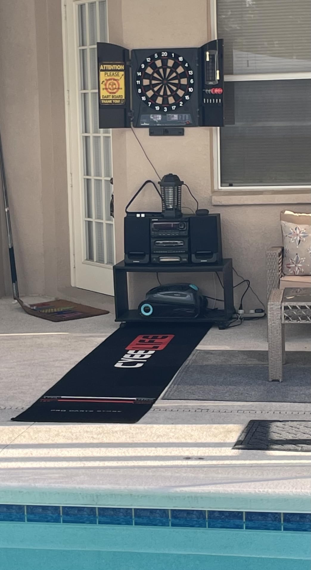 CyeeLife Dart Board Mat 65 * 295cm with Carrying Bag & Throw line for Steel and Soft Tip Darts Games with Start Lines customer photo 1
