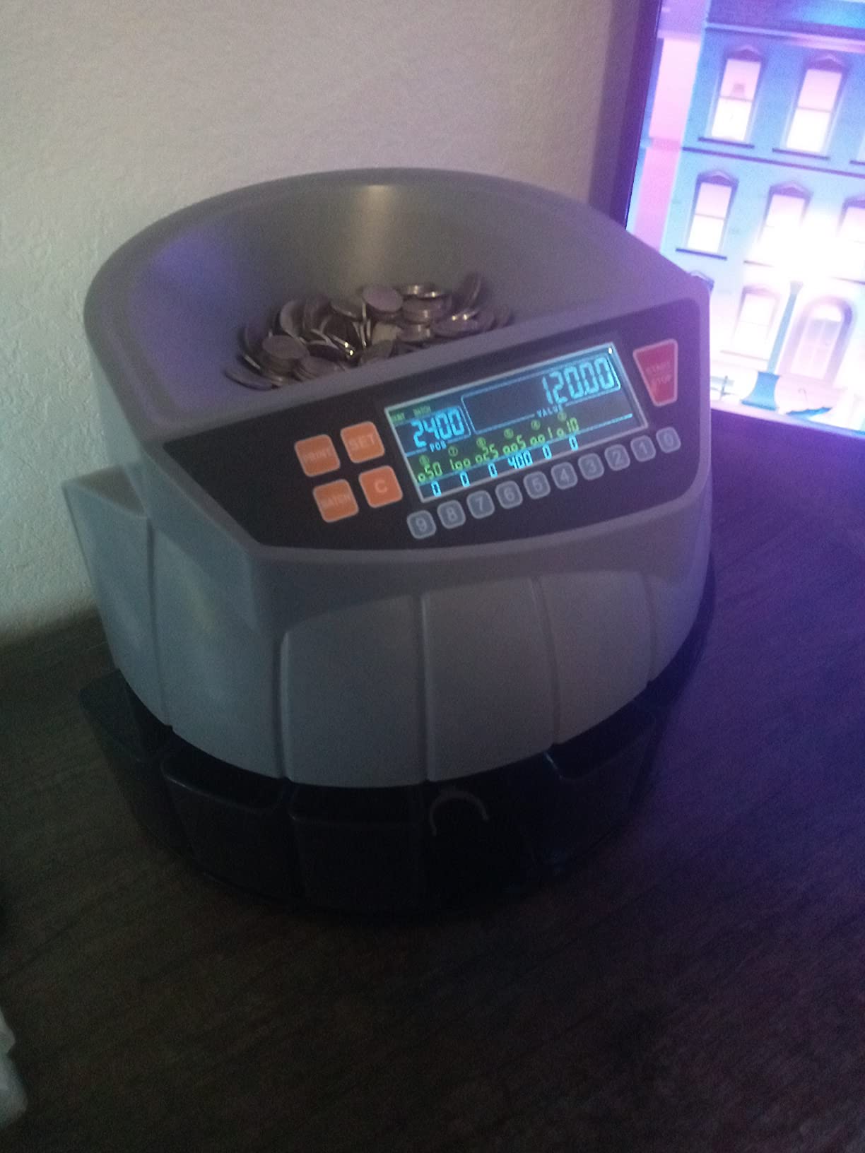 MUNBYN Coin Counter Machine, Coin Sorter Machine, Compatible with Printer | 1¢, 5¢, 10¢, 25¢, 50¢ and Dollar, 250 Coins/min, Batch Mode Change Counter Machine, 6 Bins and Tubes Roller customer photo 1