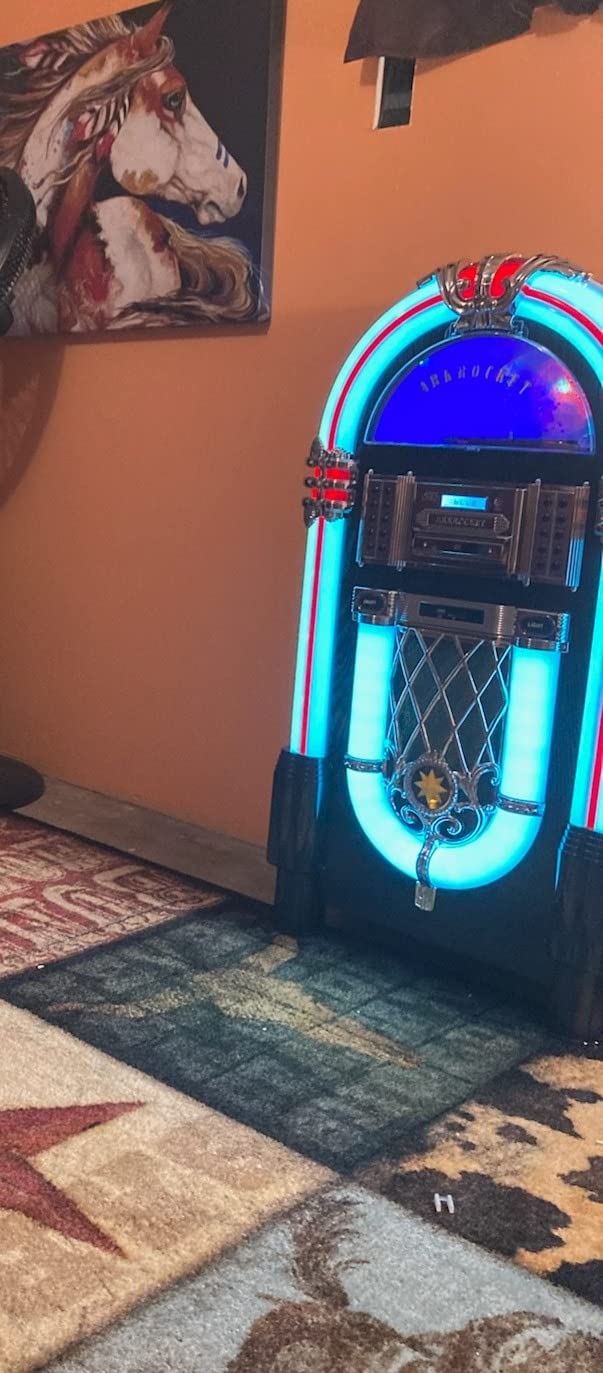 Taurus II Mid-Size Jukebox Vinyl Record Player Bluetooth USB SD CD Player Radio Retro Turntable Classic Jukebox (Taurus II - Black) customer photo 2