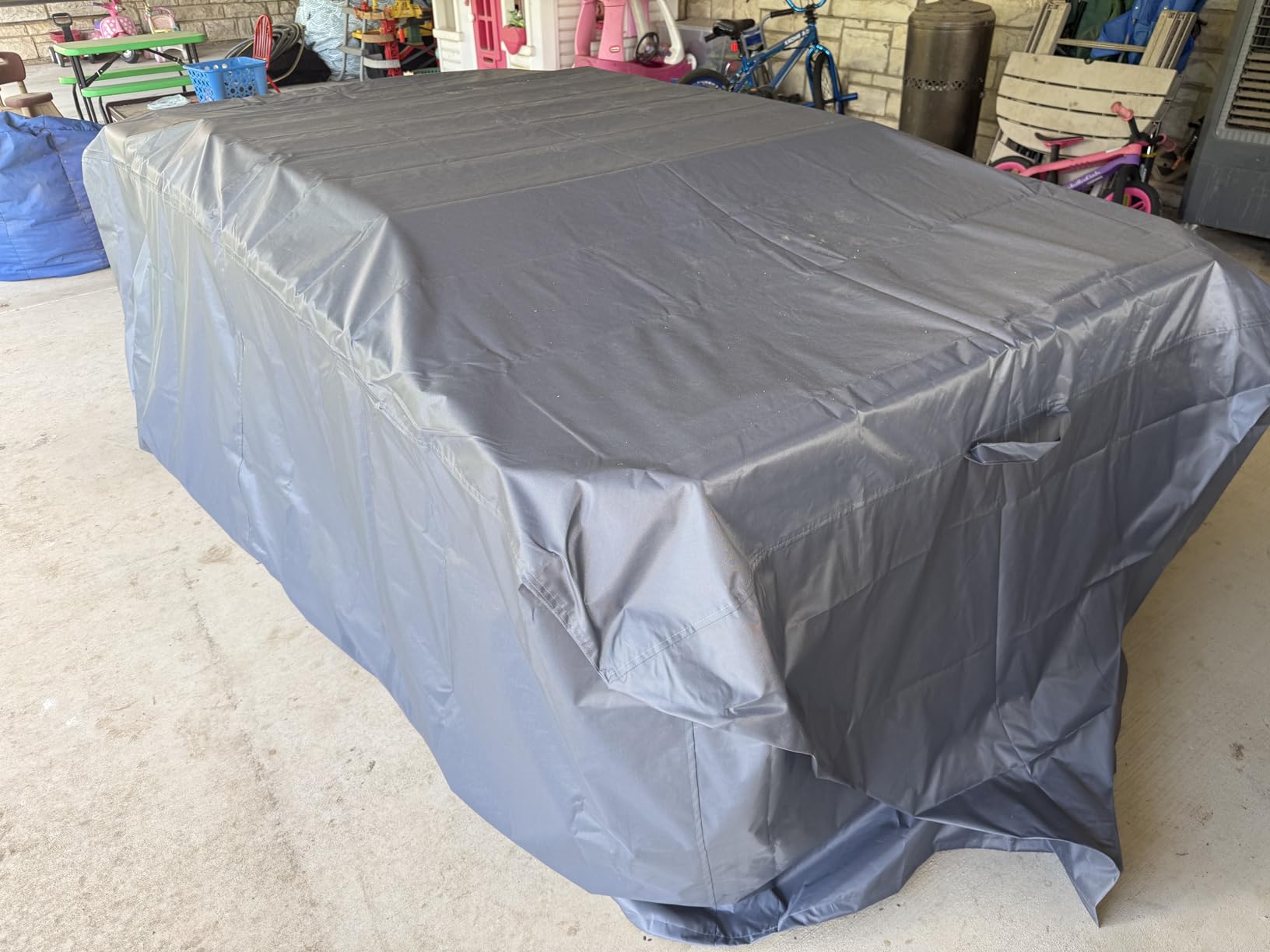 CHINCHILLA 7/8/9 ft Pool Table Cover, Waterproof Sunscreen Billiard Cover Polyester Fabric, for Snooker Billiard Table Cover customer photo 2