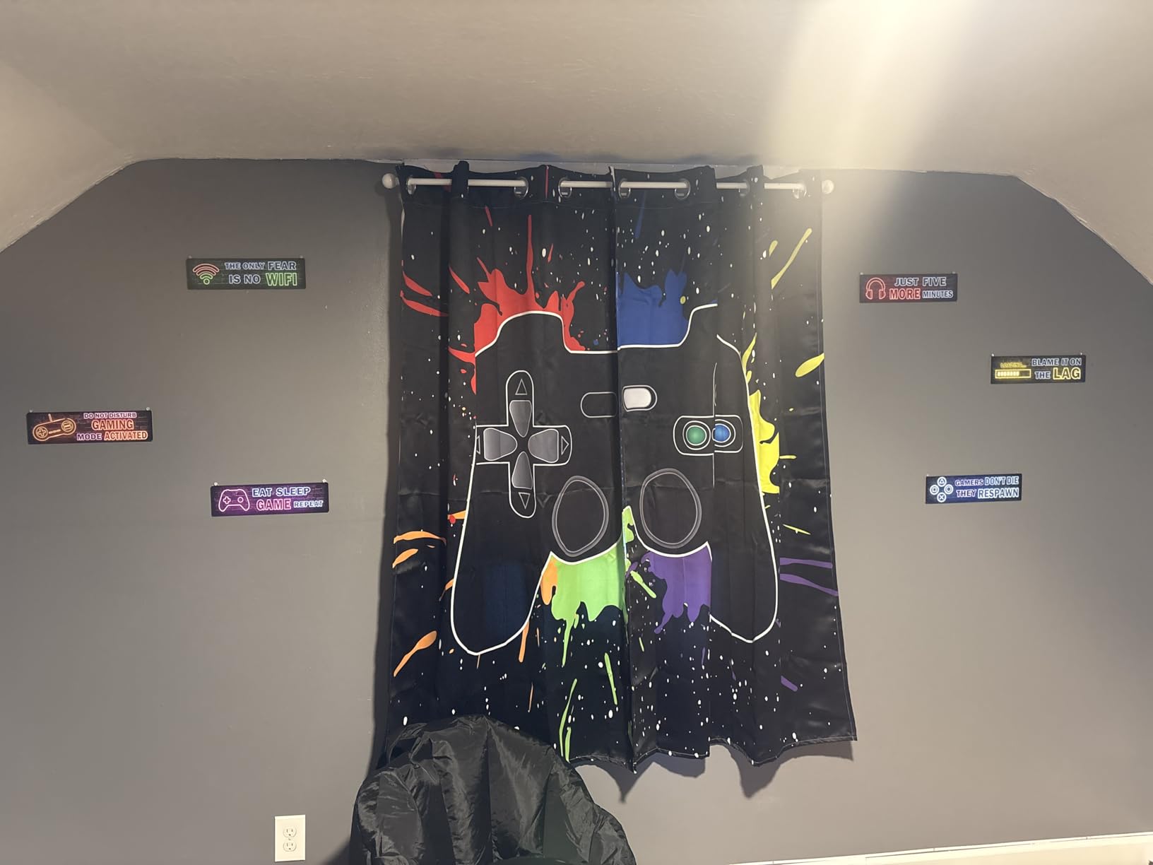 4 Pcs Printed Neon Gaming Posters, Teen Boys Room Decorations, gamer wall art Decor for bedroom Wooden customer photo 1
