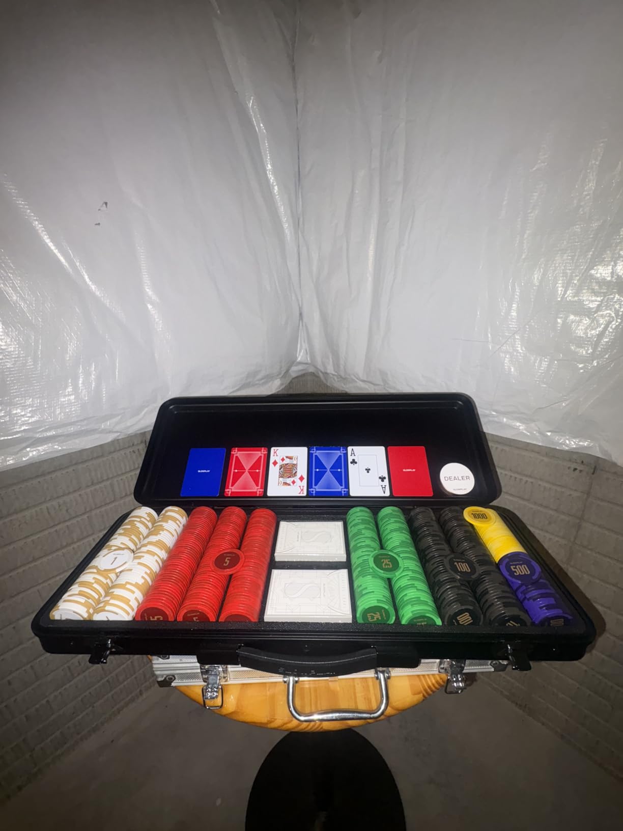 SLOWPLAY Godel Clay Poker Set, 14g&40mm Poker Chips for Texas Hold'em | 500 pcs Numbered Set; premium PC Shell case with mirror effect; clay composite poker chips; modern minimalist design customer photo 1