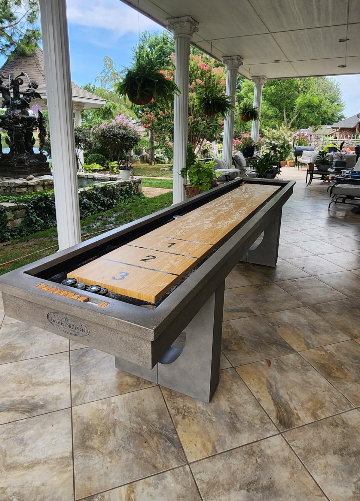 Barrington 11ft Aurora Outdoor Shuffleboard Table with 8-Puck Set | 11ft Outdoor Shuffleboard Table With Weather-Resistant MgO Concrete Playfield, All-Weather Cover, 8 Pucks, And Speed Powder customer photo 2