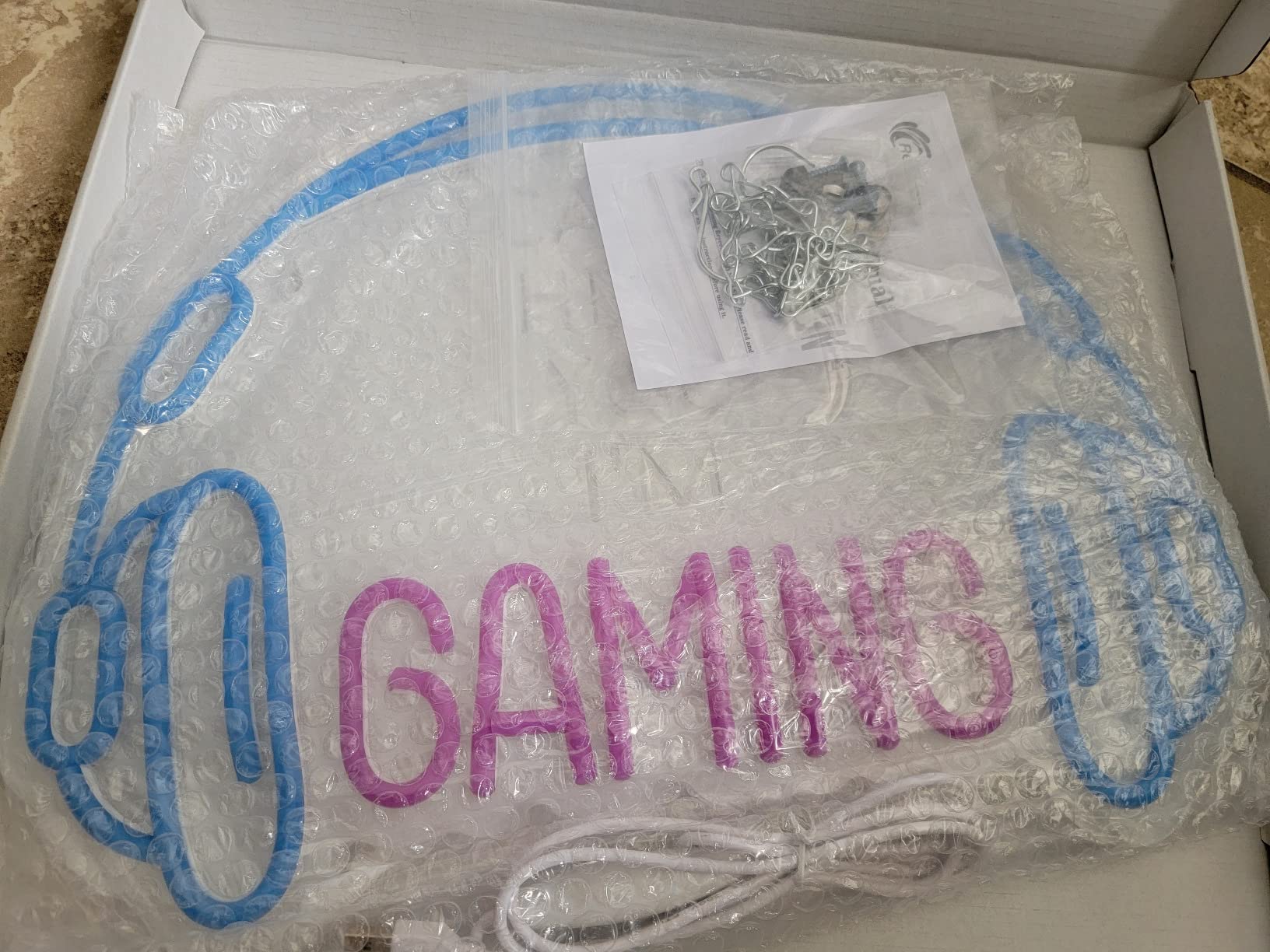 Gaming Neon Sign, Large Bright and Dimmable Colored LED Headset Gamer Neon Light and USB Powered Headphone Lightup Game Signs for Game Zone Video Room Boy Bedroom Wall Decor (Can't Hear You I'm Gaming) customer photo 1