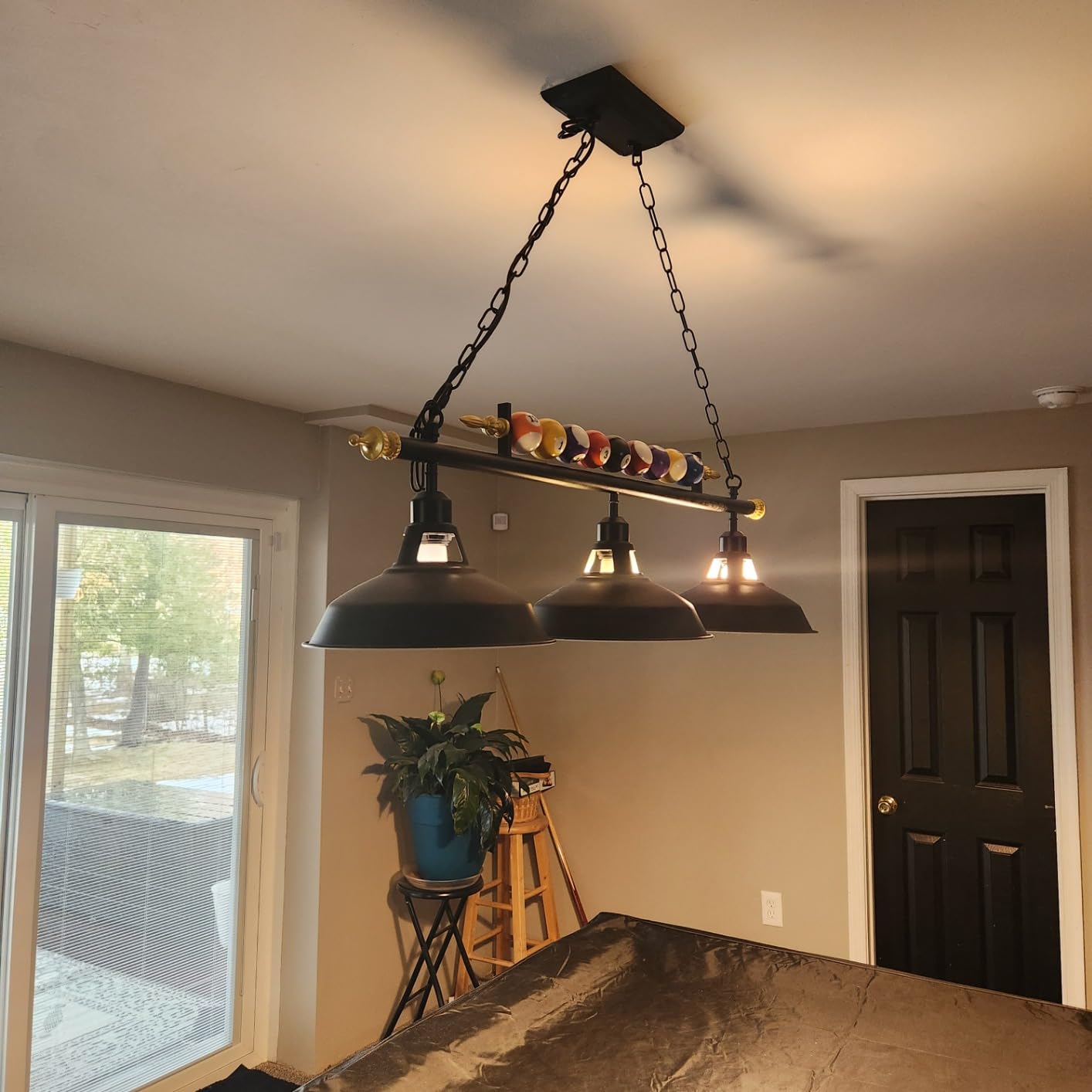 3-Light Billiard Pool Table Lights Hanging Over Pool Table | Black Matte Metal Shades with Billiard Ball Decor, for Billiards Room, Snooker Table, Kitchen Island customer photo 1