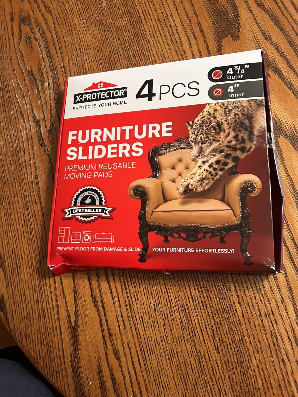 Felt Furniture Sliders for Hardwood Floors X-PROTECTOR 8 PCS 4 3/4