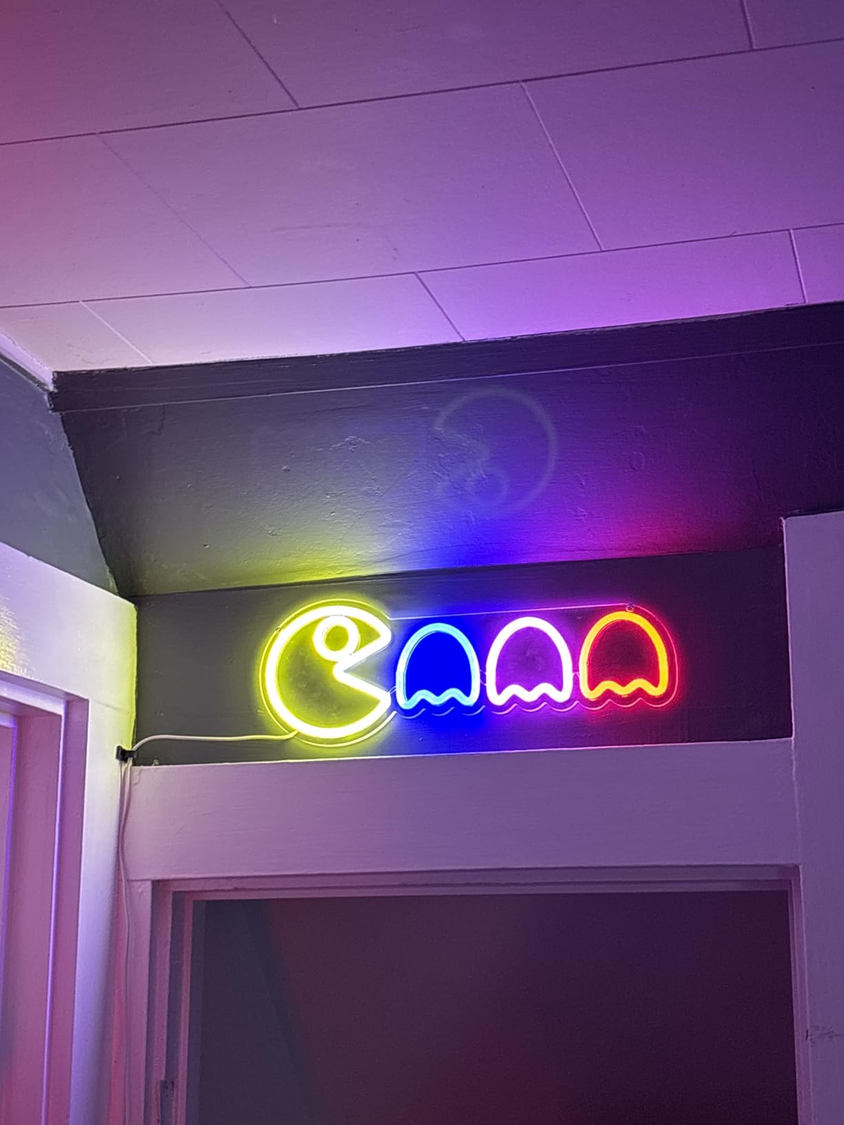 Game Neon Sign Ghost Led Neon Lights Neon Signs for Bedroom Wall 17x6 inches Retro Arcade Decor with USB/Switch Ghost Neon light for Gaming Room Man Cave Birthday Halloween Christmas Gift customer photo 1