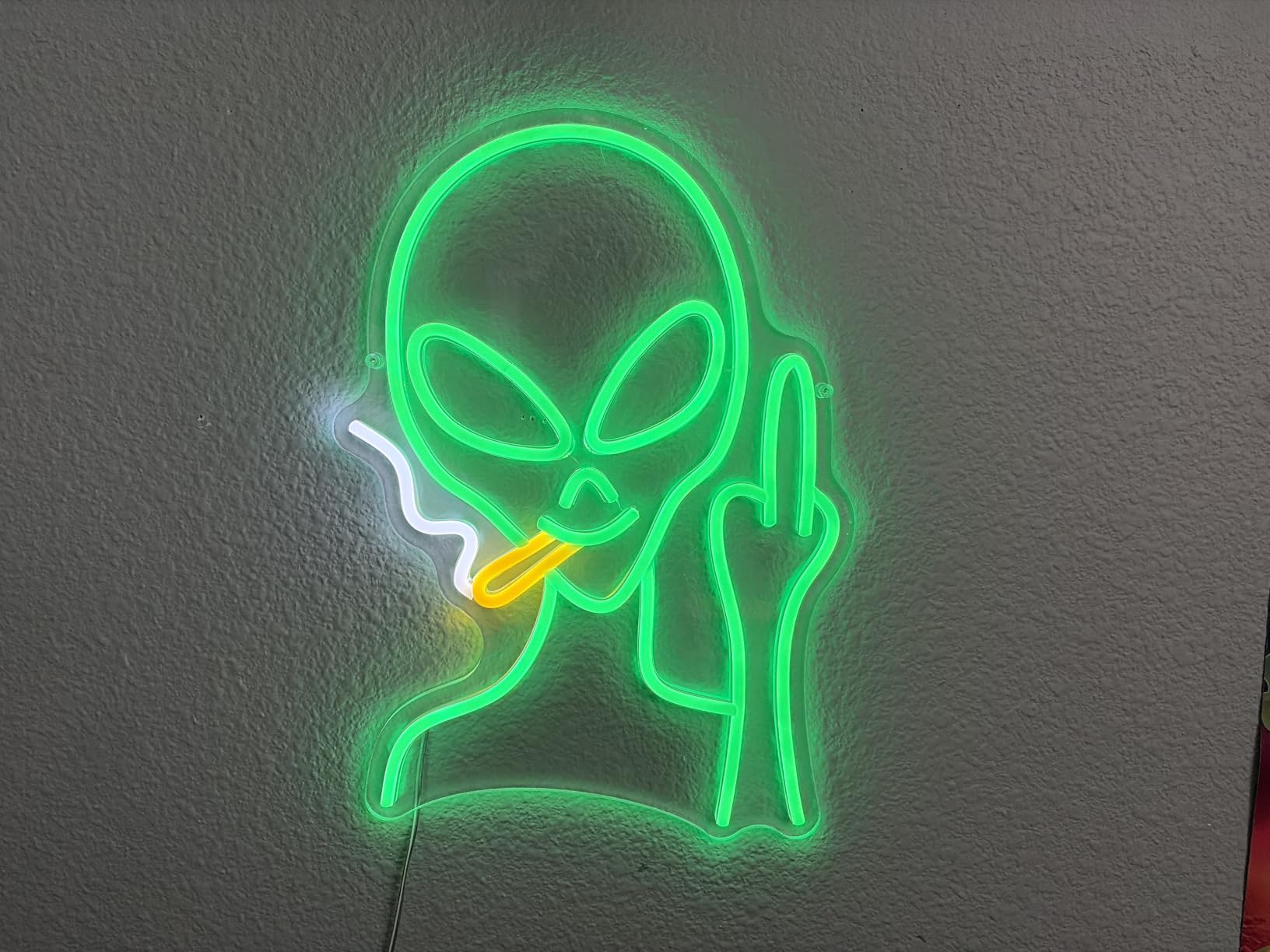 Green Alien Neon Signs, Dimmable LED Neon Signs for Wall Decor Bedroom Man Cave Game Room Home Bar Party Decor, LED Alien Neon Light for Kids Birthday Gift (Green Alien) customer photo 1