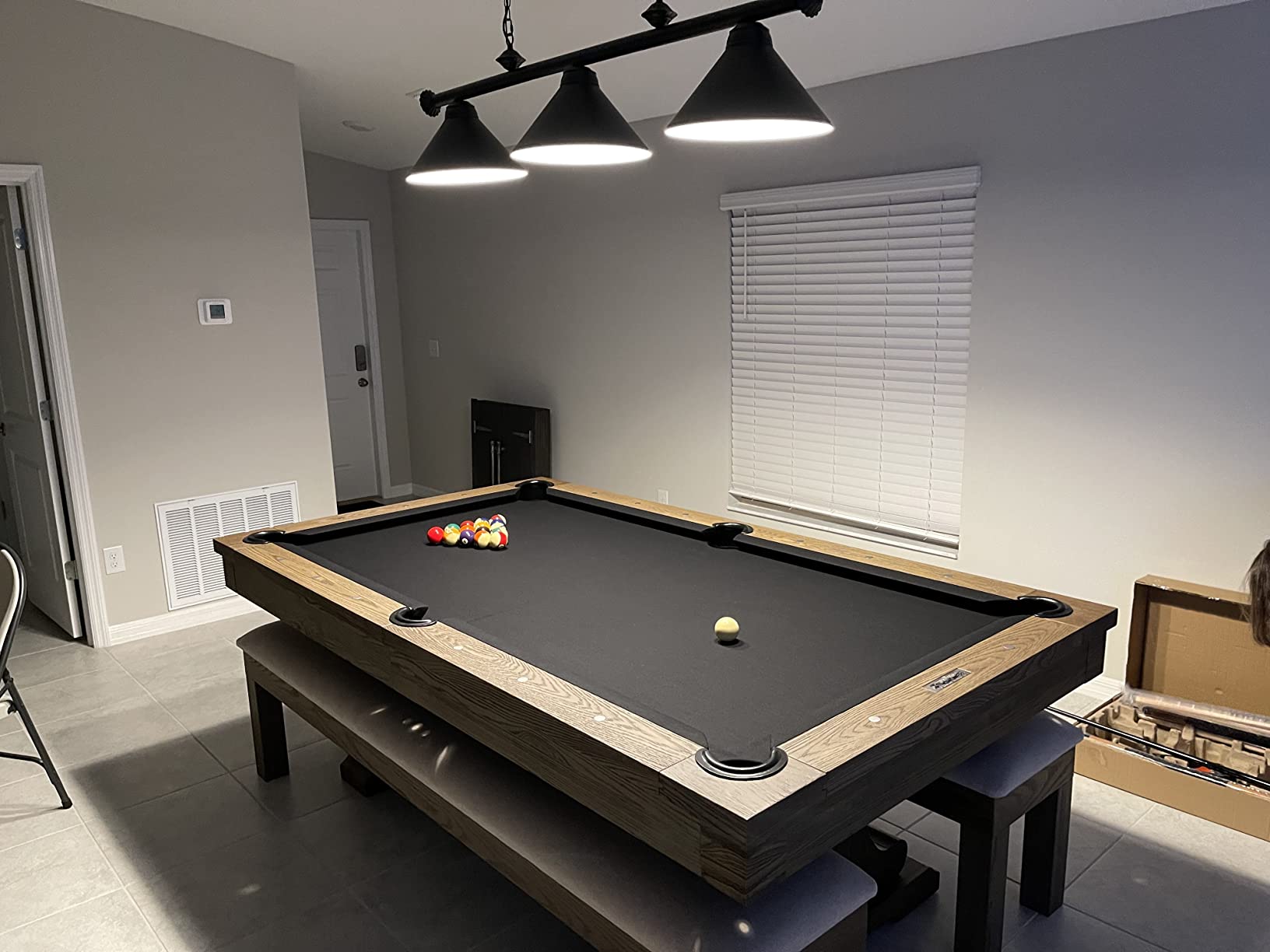 Wellmet 3 Light Pool Table Light, Billiard Lighting for 7' 8' Pool Table | with Gold Metal Lamp Shades, Modern Kitchen Island Light Hanging Light Fixture, Game Room, Billiard Room, Man Cave customer photo 1