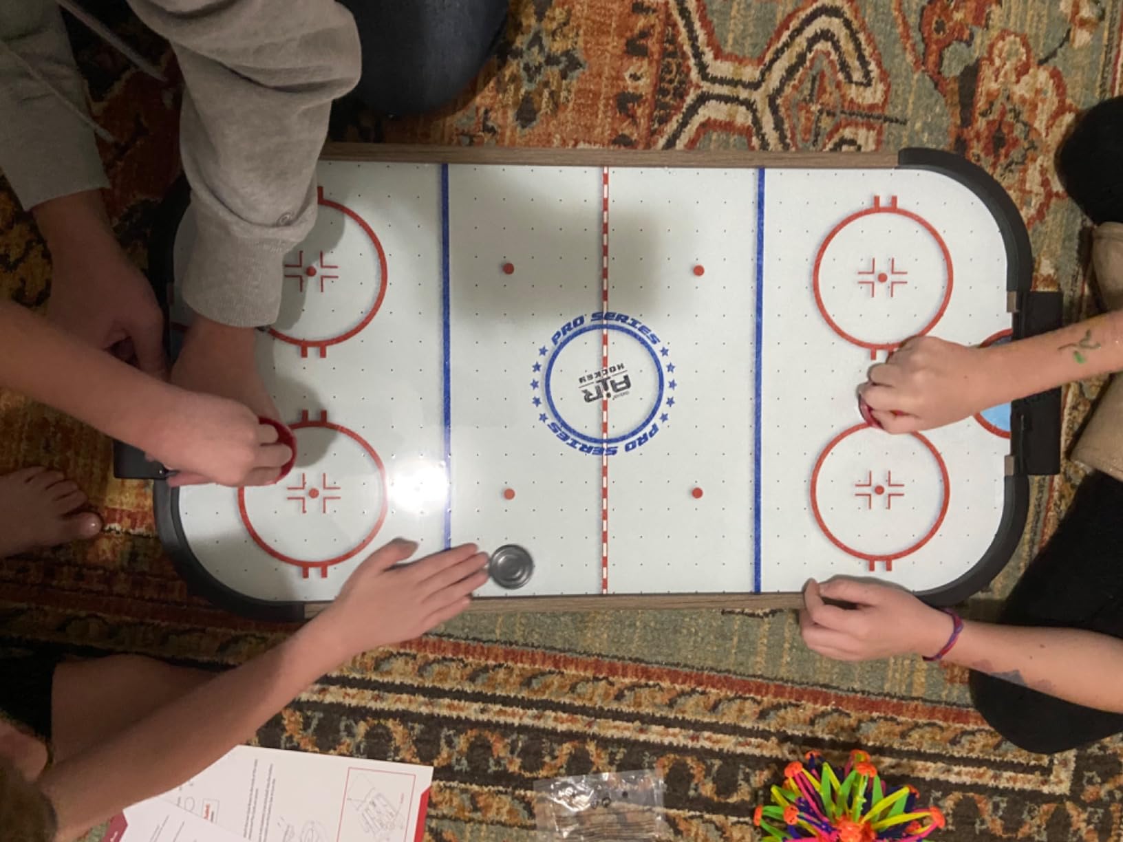 GoSports 30 Inch Table Top Air Hockey Game for Kids - Portable, Battery Operated Game Table - Oak customer photo 2