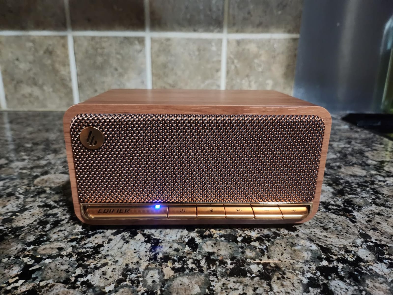 Edifier Retro Wood Bluetooth Speaker, Wireless Portable Speakers with 20W Stereo Sound, Vintage Decor Speaker with AUX, USB Soundcard, Micro SD, Brown customer photo 1