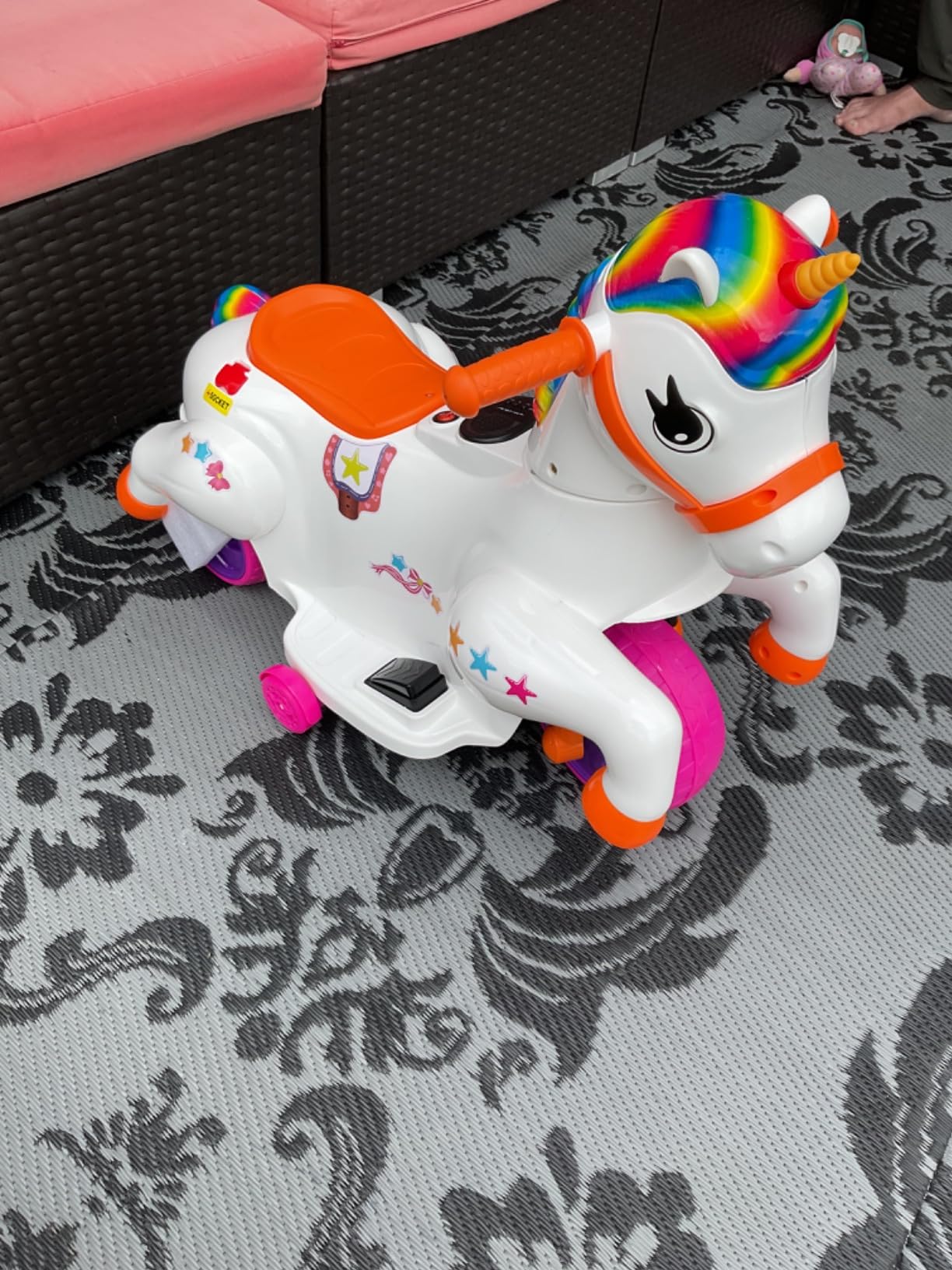 TOBBI Electric Unicorn Ride on Toy Battery Car for Kids Ages 3+ Years | Powered Rideable Rocking Horse Pony with Music 3 Wheeler Motorized Unicorn Riding Toys for Girls & Boys customer photo 2