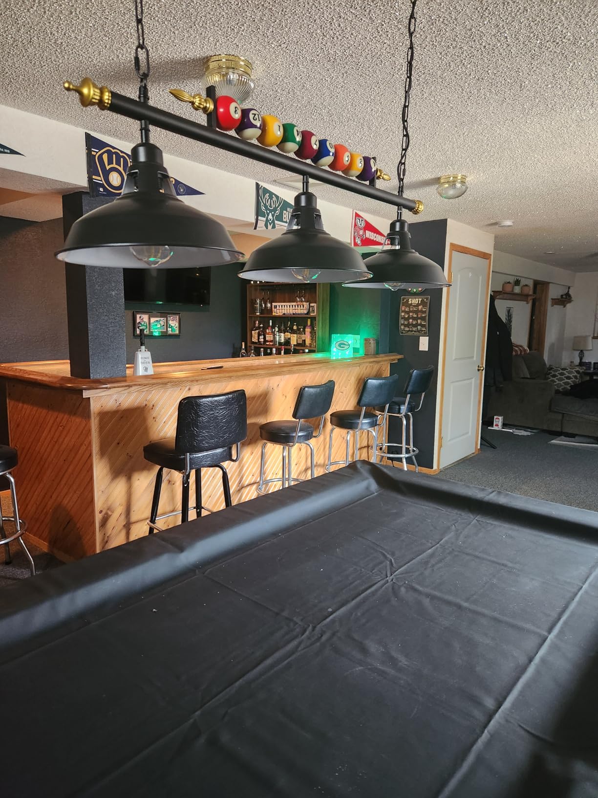 Billiard Pool Table Lights 4-Light, Black Matte Metal Shades | 50'' Pool Table Lighting for 7'-8' Table, Billiard Light Suitable for Billiards Room, Snooker Table, Kitchen Island customer photo 2