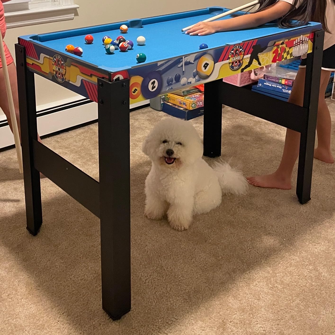 Giantex 12-in-1 Multi Game Table, 48 Inch Combination Game Tables with Foosball, Hockey, Ping Pong, Pool, Chess, Bowling, Checkers, Shuffleboard customer photo 2