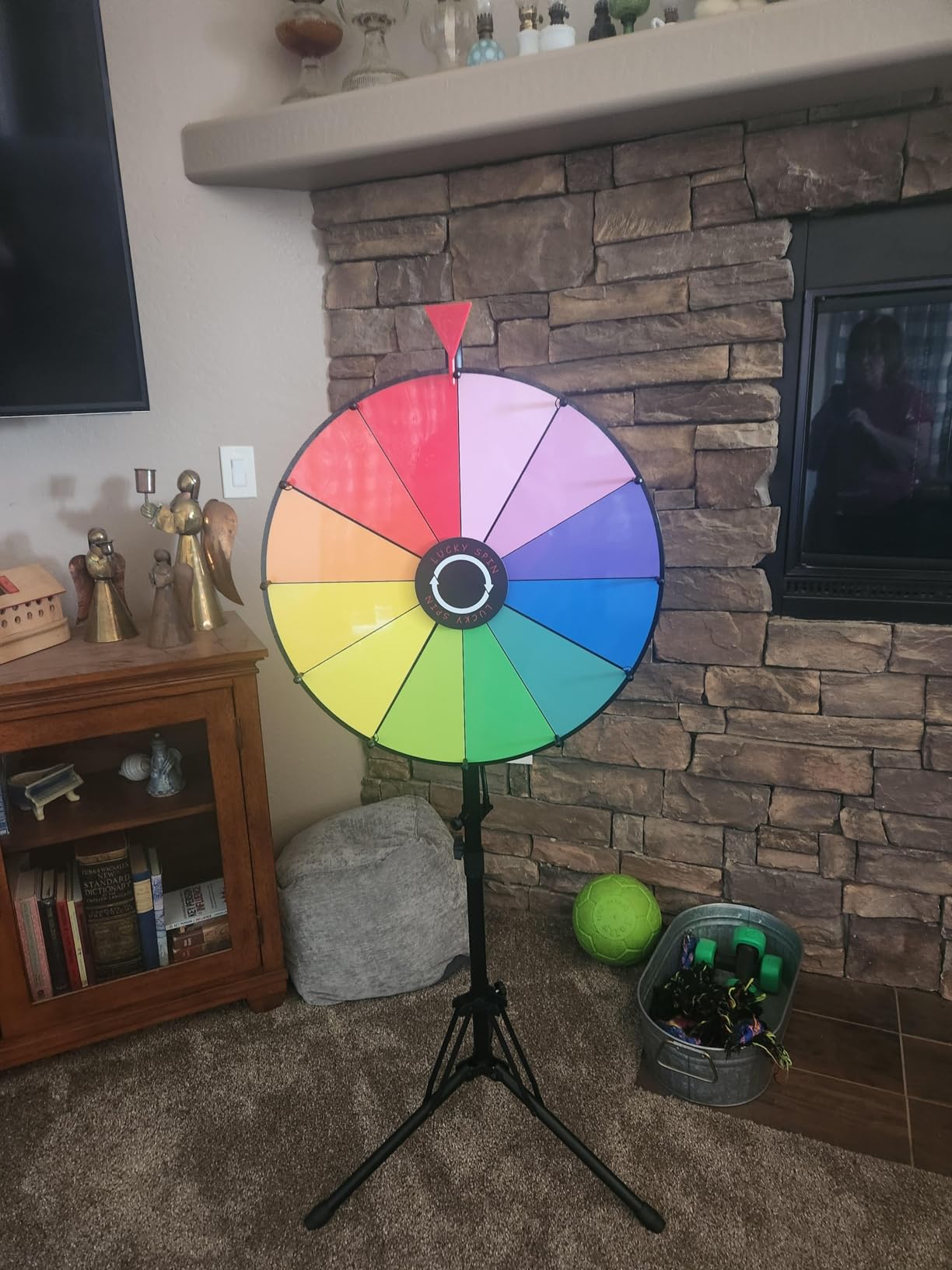WHAUU Heavy Duty Prize Wheel, 24 Inch Dual Use Spinning Wheel - Adjustable Tabletop & Floor Stand, 10 Slots, Dry Erase Kit, Wheel of Fortune Game for Carnival, Casino & Trade Show customer photo 1