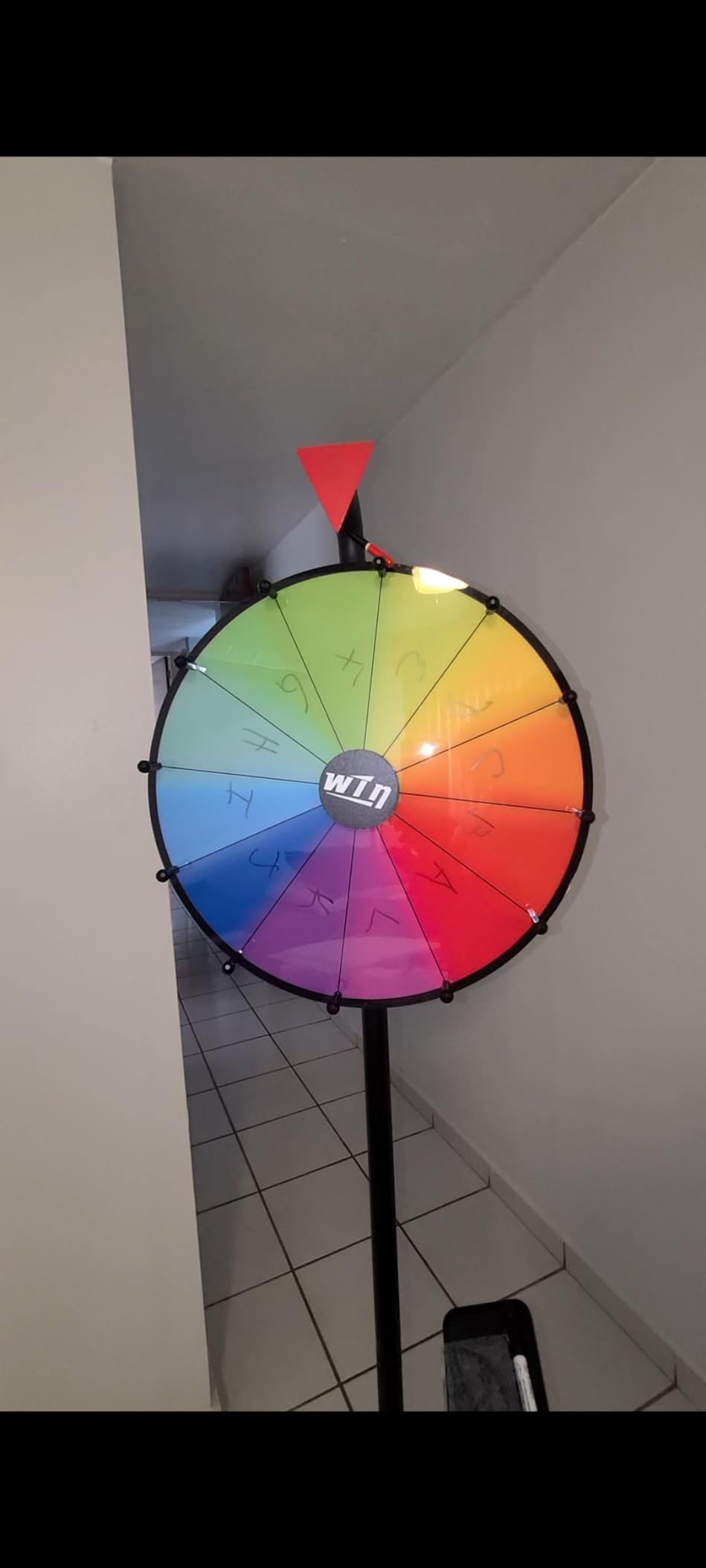 WHAUU Heavy Duty Prize Wheel, 24 Inch Dual Use Spinning Wheel - Adjustable Tabletop & Floor Stand, 10 Slots, Dry Erase Kit, Wheel of Fortune Game for Carnival, Casino & Trade Show customer photo 2