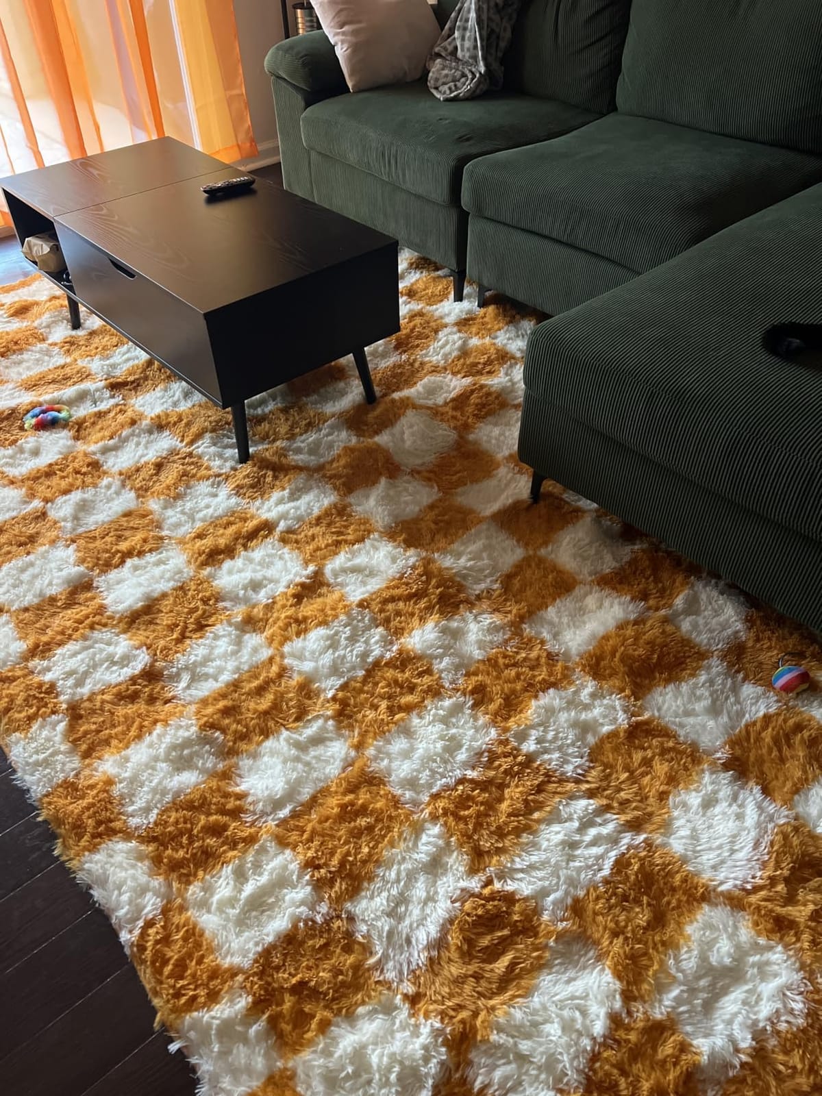 KICMOR Black and Grey Area Rug for Bedroom, 4x6 Fluffy Fuzzy Shag Checkered Rugs Shaggy Carpet for Living Room, Soft Plush Furry Bedside Rug customer photo 1