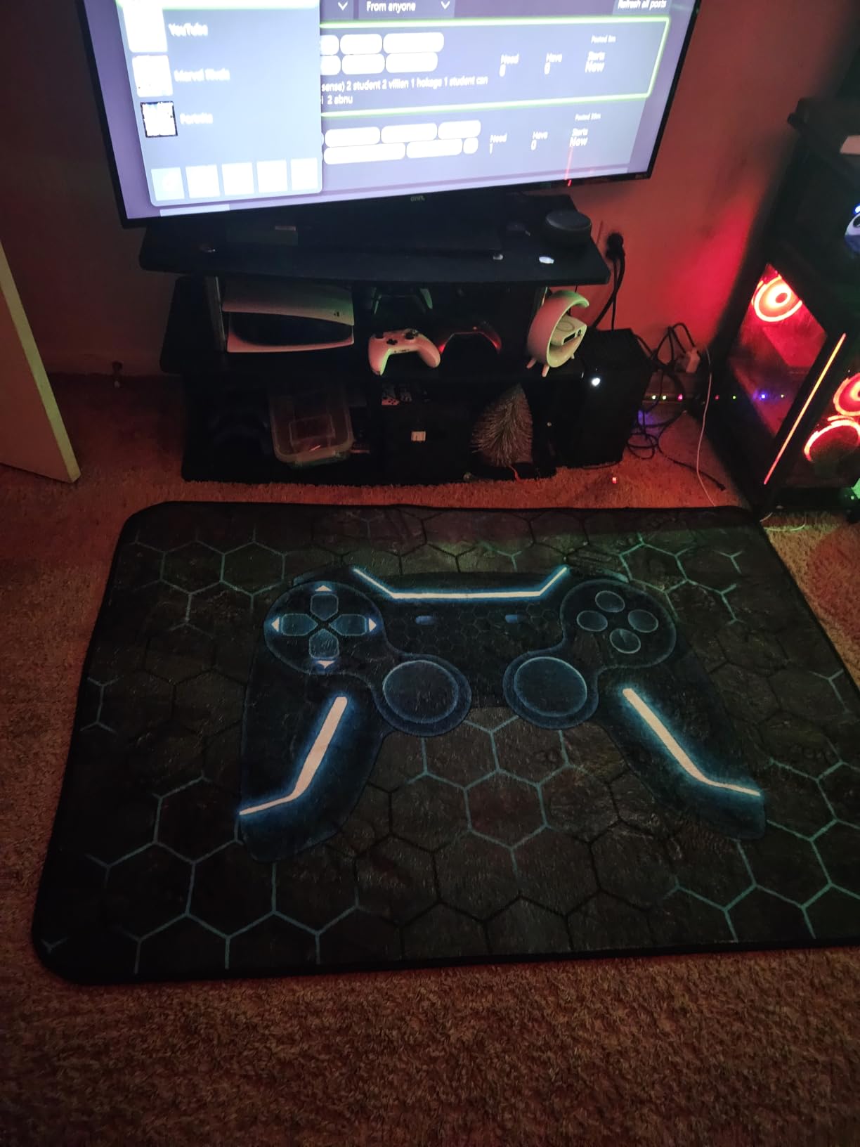 NTBED Game Console Area Rug for Bedroom Sofa Playroom Gaming Geometric Bedside Rugs Gamer Decorative Floor Mat Carpet (5x8 Feet, Red) customer photo 1