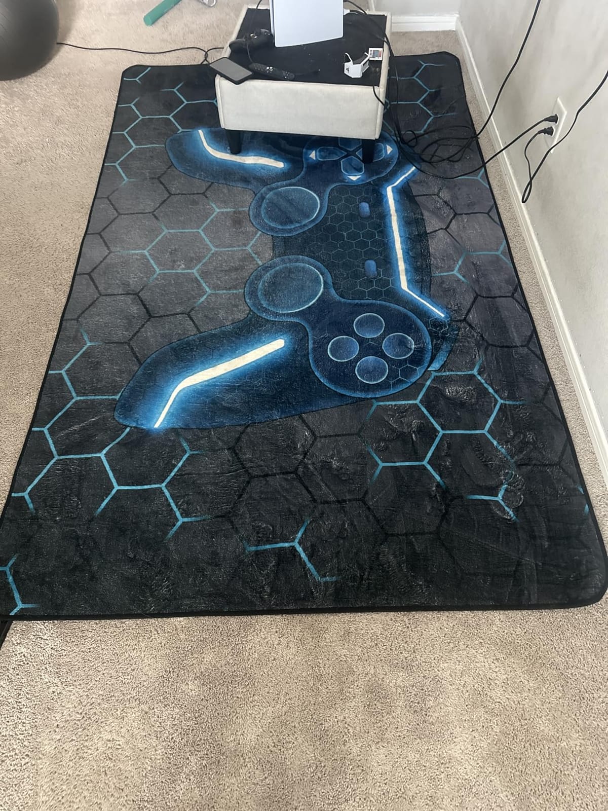 NTBED Game Console Area Rug for Bedroom Sofa Playroom Gaming Geometric Bedside Rugs Gamer Decorative Floor Mat Carpet (5x8 Feet, Red) customer photo 2