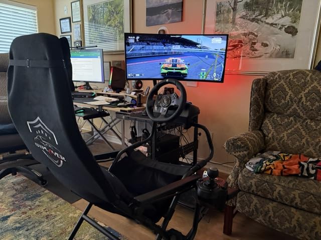 GTPLAYER Sim Racing Cockpit Foldable & Adjustable for High Performance Sim Racing Compact & Flexible Supports All Steering Wheels & Pedals for PC Wheel and Pedals Not Included (Black) customer photo 2