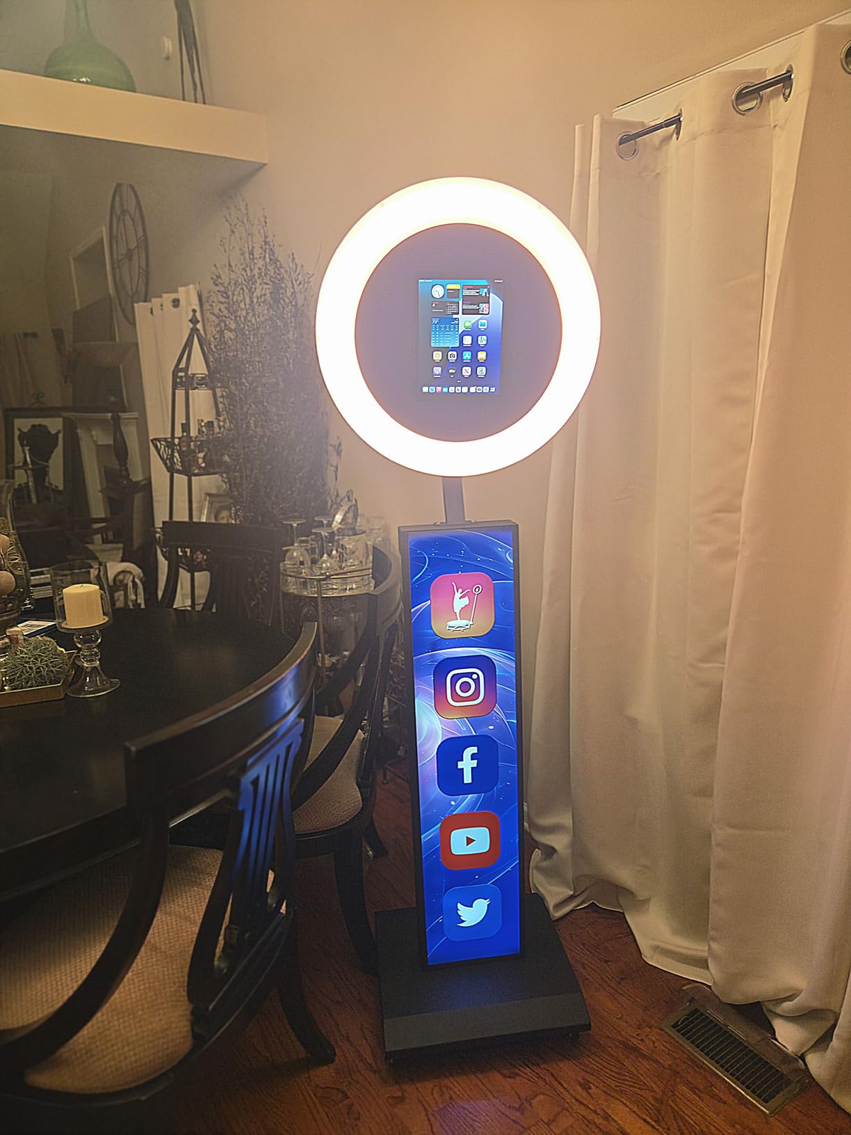 JIYANG Portable Photo Booth Compatible with Any Ipad, Photo Booth Stand Shell with ChackTok PhotoBooth VIP 2 Month Member and Flight Case, Free Custom Logo, Perfect for Parties, Wedding and Events (White) customer photo 1