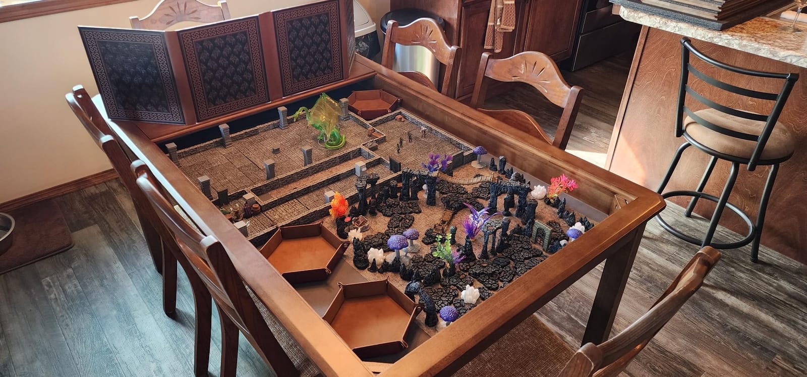 Board Game Table with Removable Table Top, Seats 4 to 6 Players with 57in x 33in Play Area, Includes Play Mat, Detachable Cup Holders and Dice Trays customer photo 1