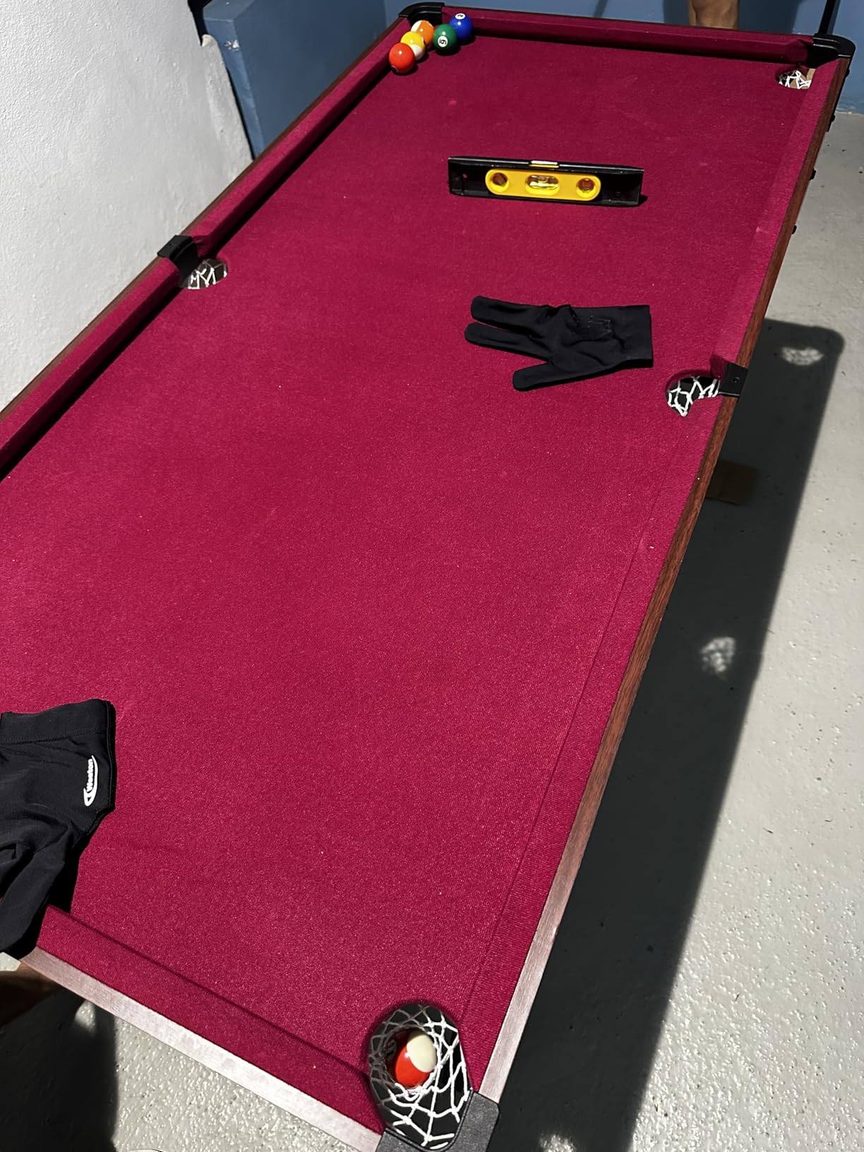 Folding Pool Table, Portable Billiard Game Tables for Kids and Adults, Mini Pool Table with Locking Legs, Adjustable Feet, Balls, Cues, Triangle, Chalk, Brush customer photo 2